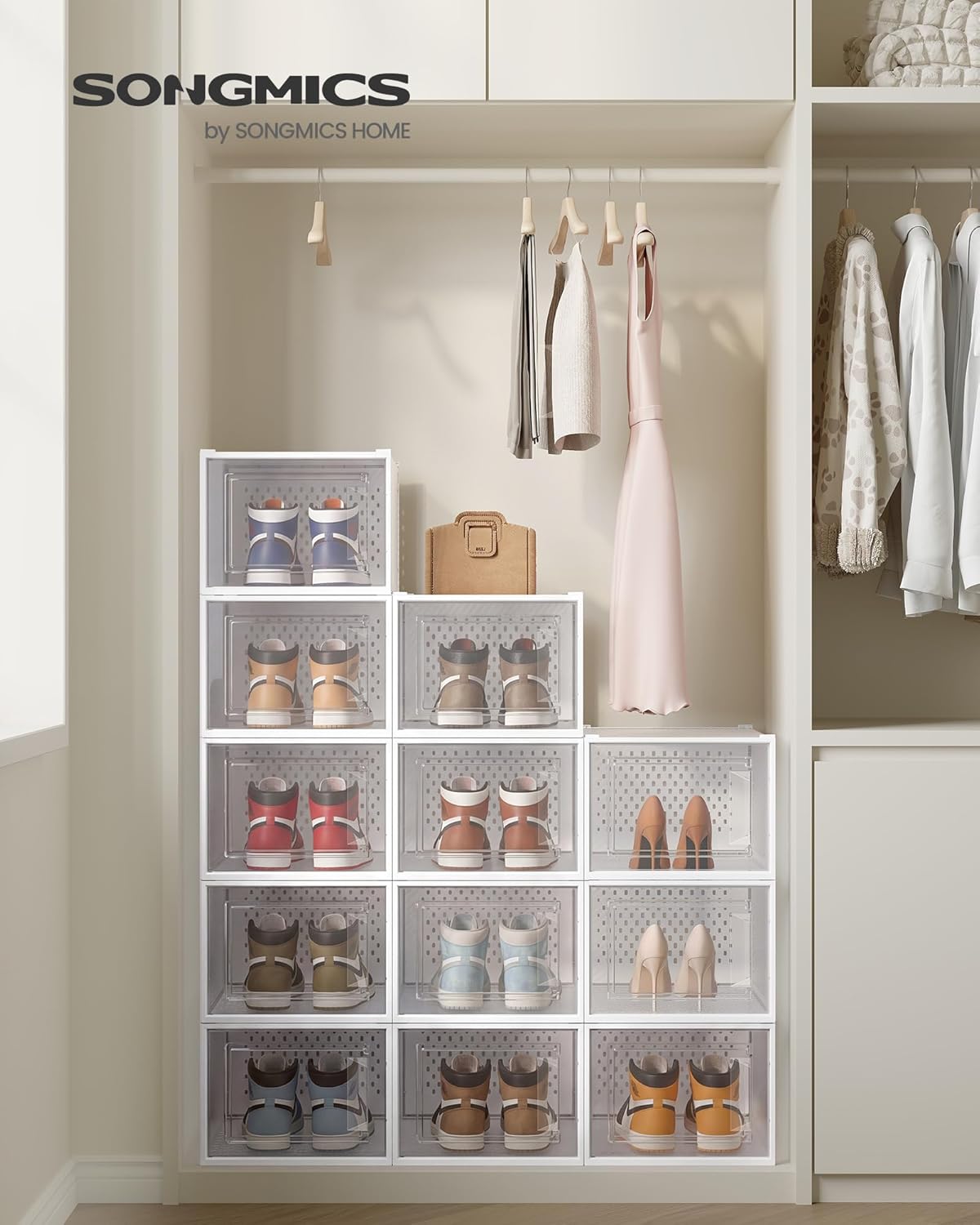 Thumbnail 1 de SONGMICS Boîtes à Chaussures Lot de 12 – Rangement transparent et pliable jusqu’à 47