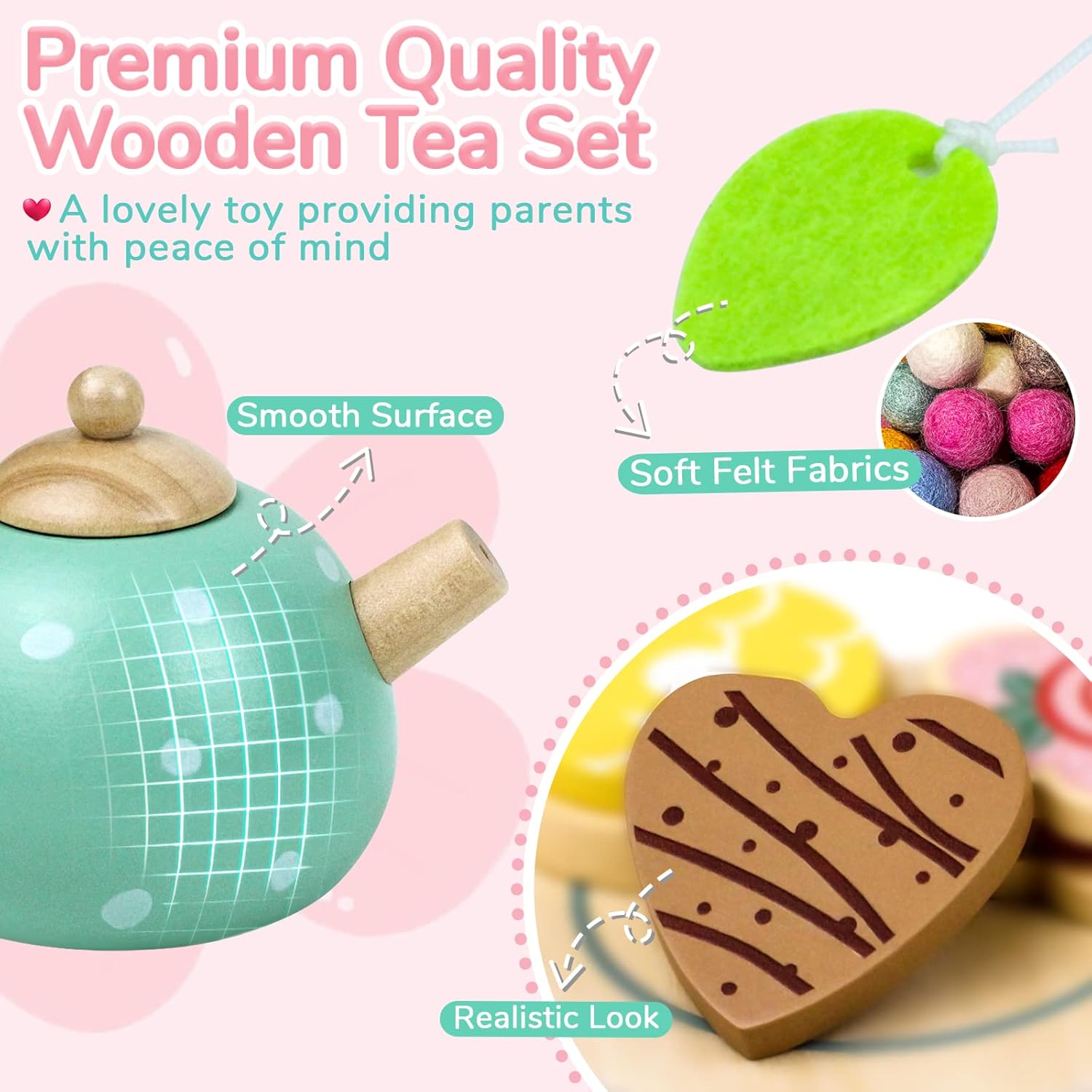 Detalle de Wooden Tea Set play kitchen accessories 3
