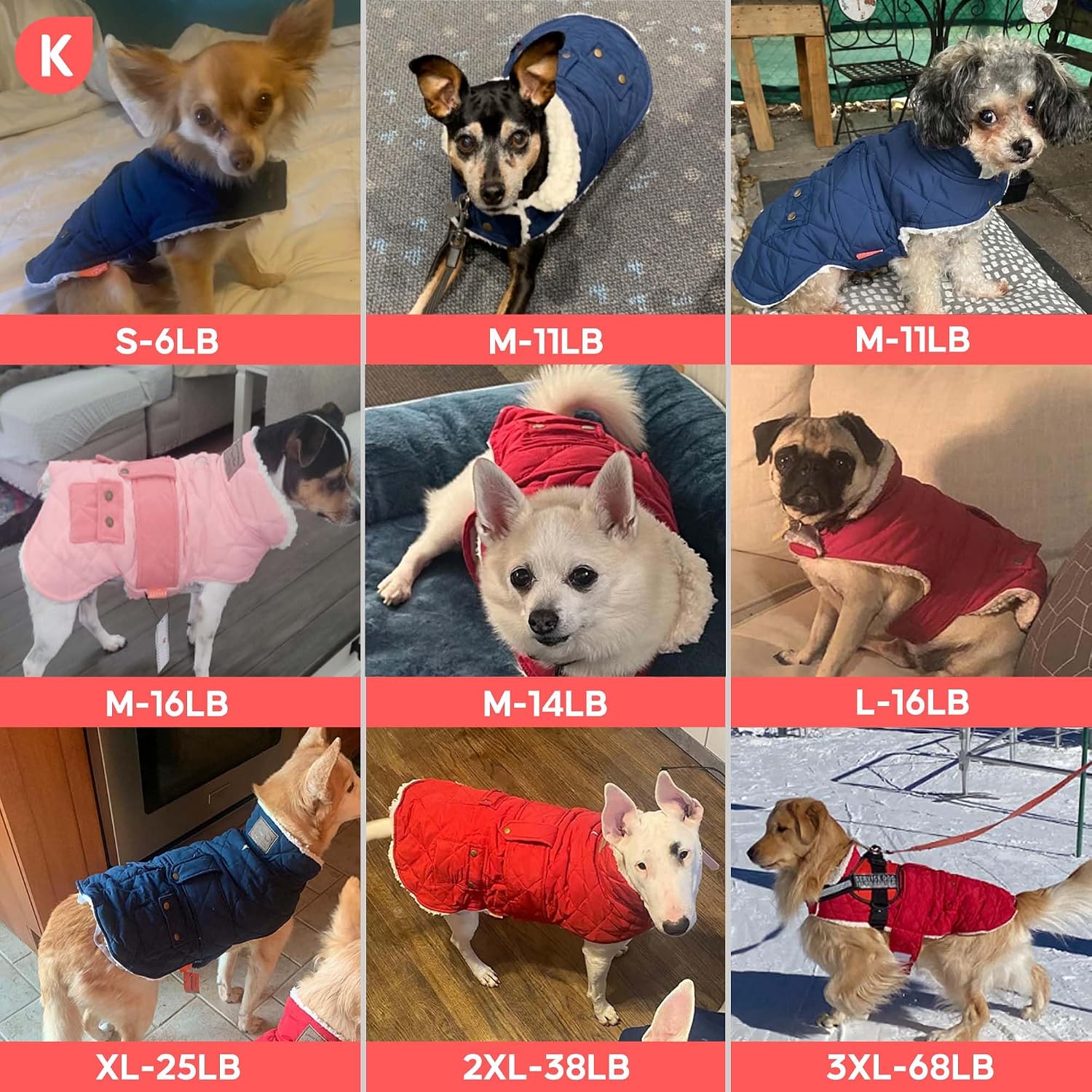 Thumbnail 6 de KYEESE Dog Coat with Fleece Lining