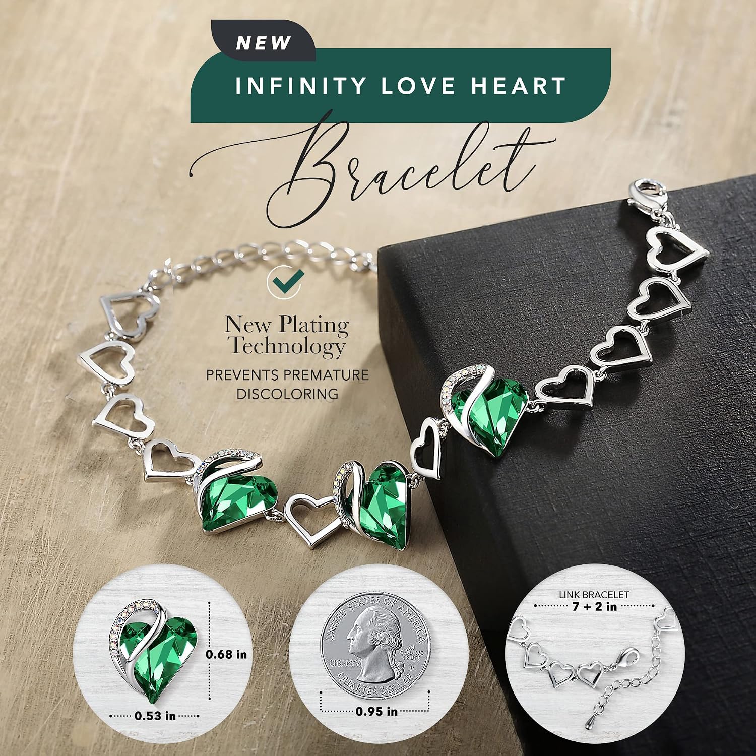 Detalle 2 de Leafael Heart Bracelet, 7-inch chain