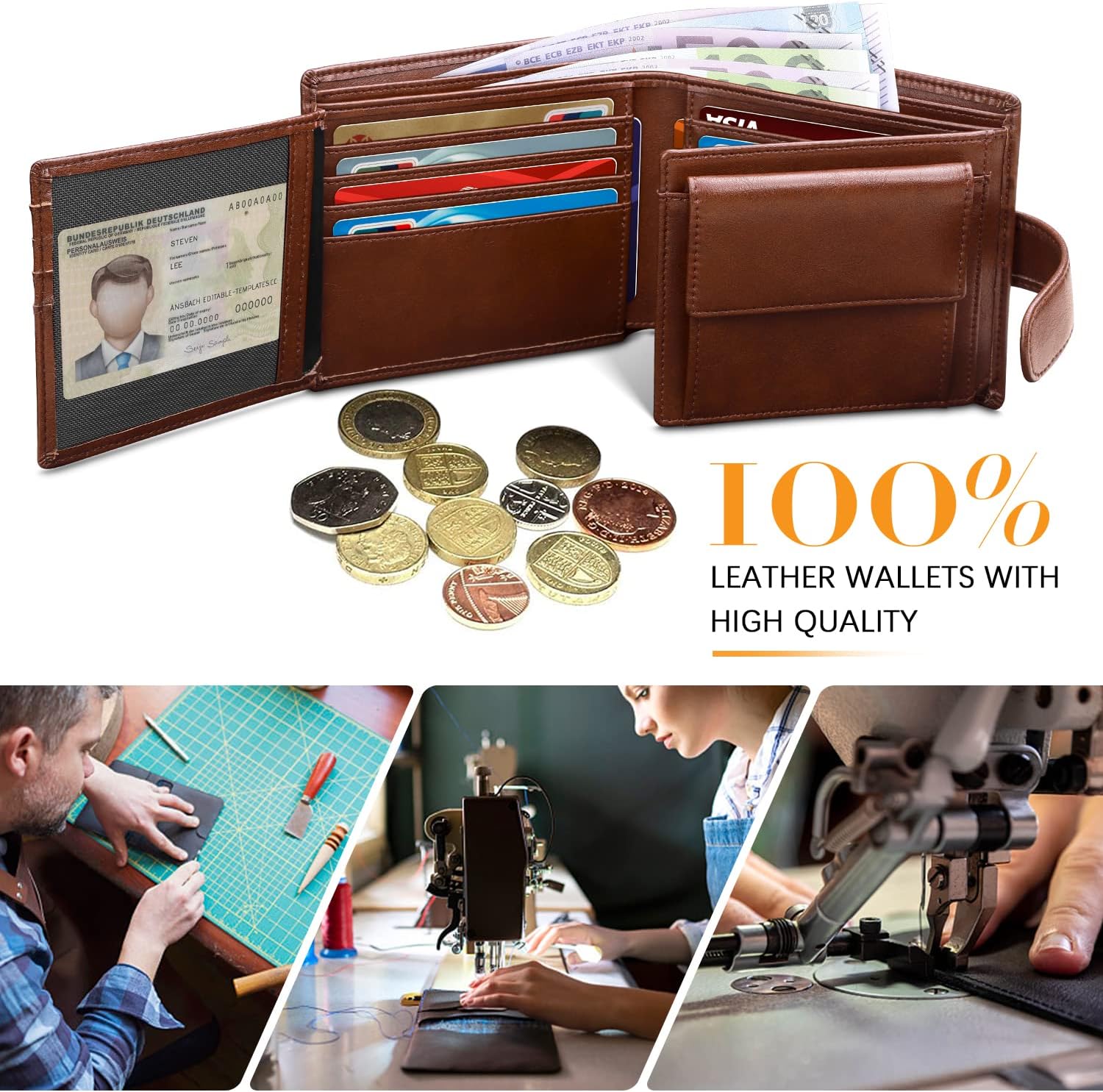 Thumbnail 2 de HOCRES Wallets for Men RFID 14 slots