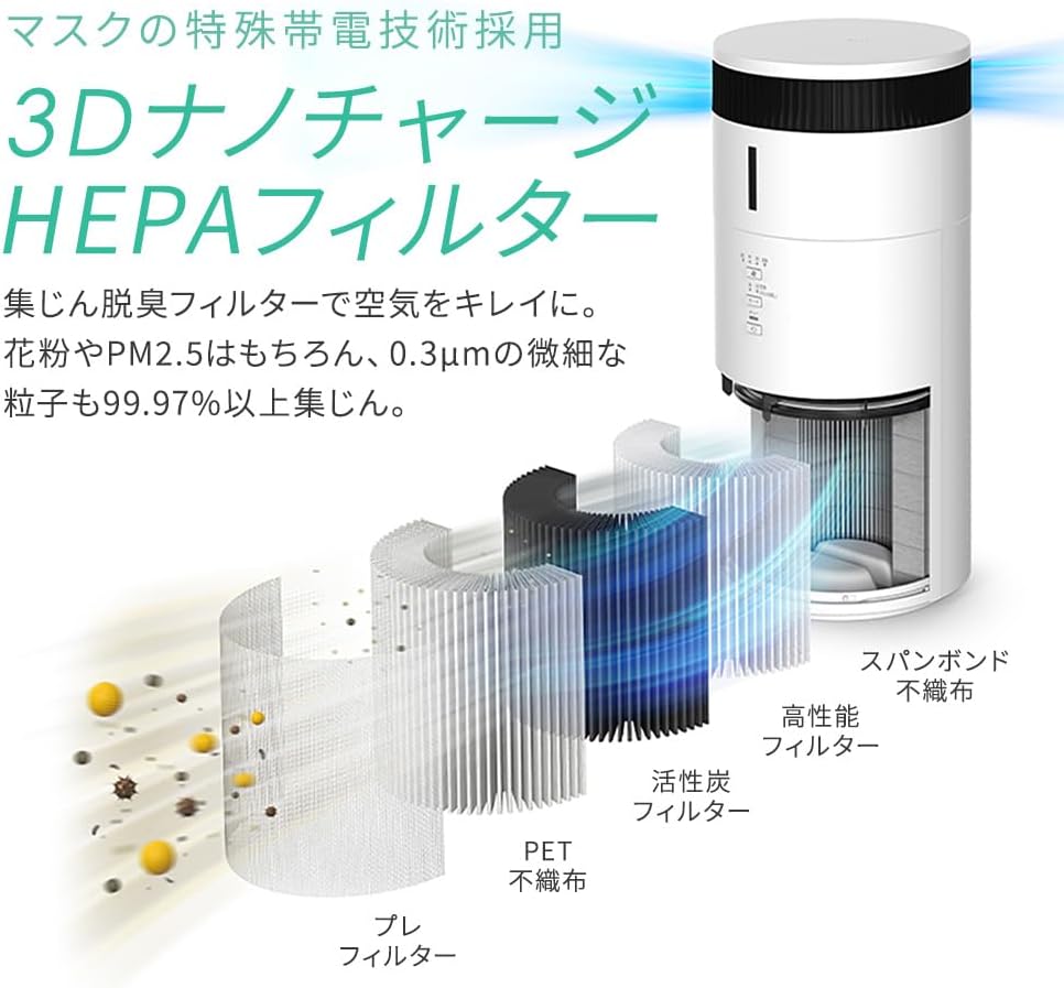 Thumbnail 3 de アイリスオーヤマ AAP-SH30B-H 加湿空気清浄機 16畳対応 3DナノチャージHEPAフィルター グレー