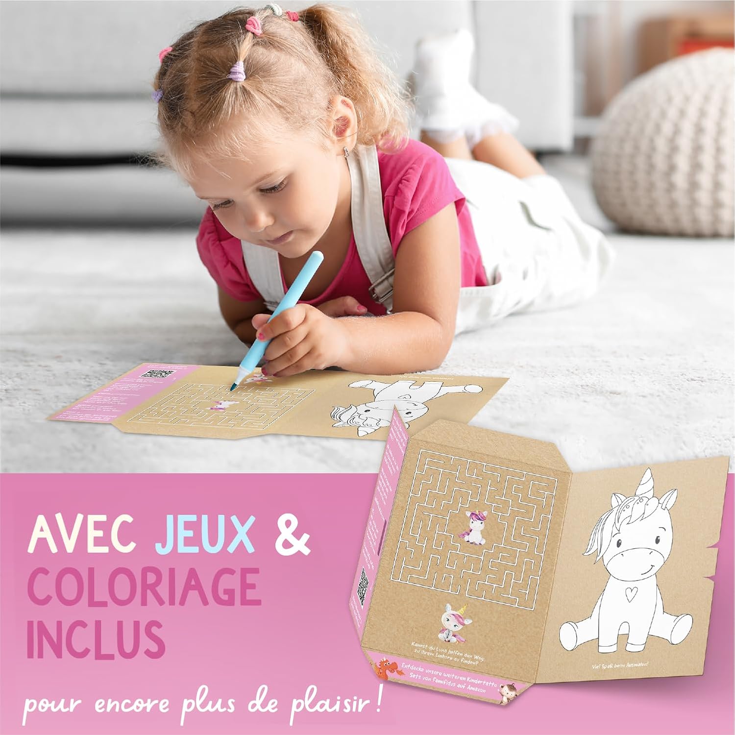Thumbnail 4 de Famifidus 120 tatouages temporaires pour enfant (peau respectée) – motifs éphémères, application à l’eau