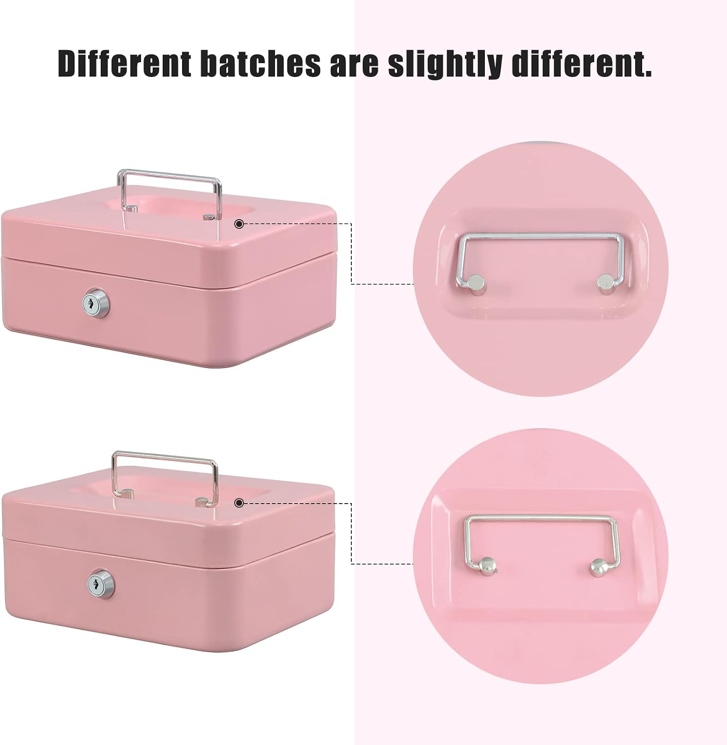 Thumbnail 6 de xydled XYD-QX-KL-M-8009 Medium Pink Steel Cash Box with Key Lock