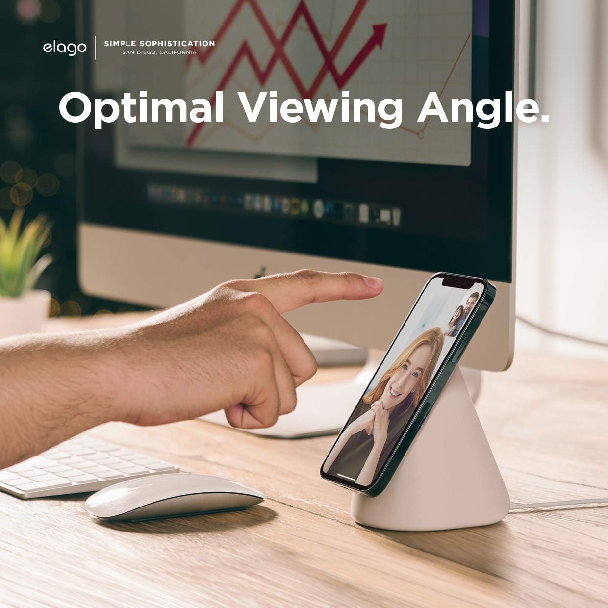 Thumbnail 4 de elago MS1 Supporto di Ricarica Wireless con StandBy per iPhone MagSafe (pietra) – Silicone premium, caricatore non incluso