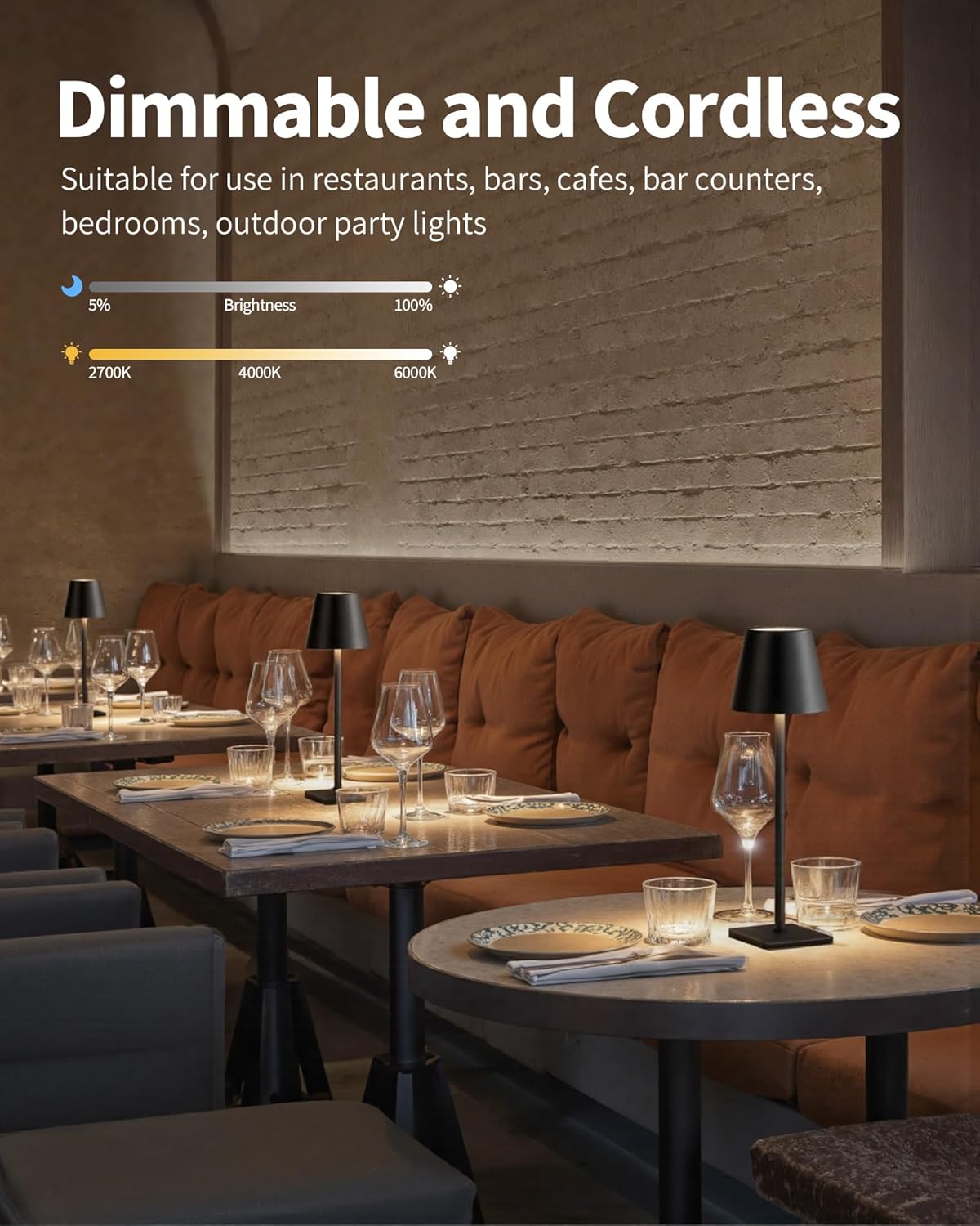 Detalle de KDG 2 Pack Cordless Table Lamp 5000mAh 🔆