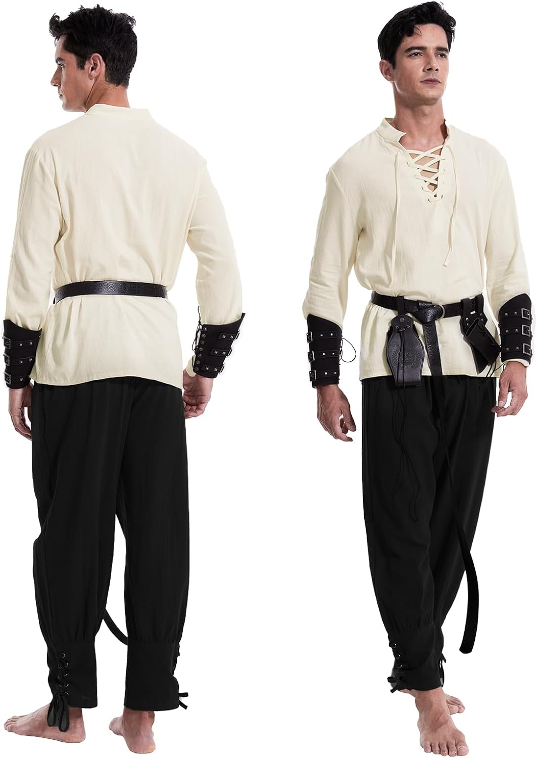 Thumbnail 1 de Middeleeuws renaissancekostuum voor heren met Vikingjas, veterhemd en broek