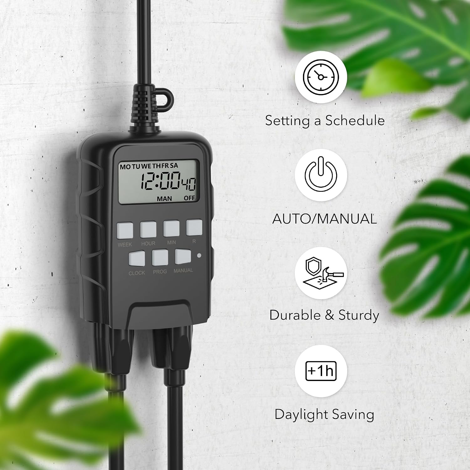 Detalle 2 de BN-LINK U78-2Pack Outdoor 7-Day Programmable Timer, 2 Grounded Outlets