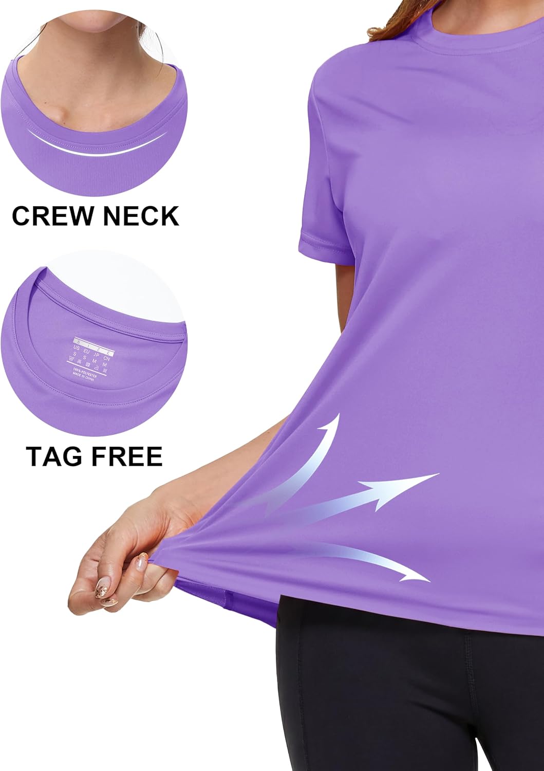 Detalle de MAGCOMSEN Women's Workout Shirt, UPF 50+ Quick-Dry Short-Sleeve Rash Guard
