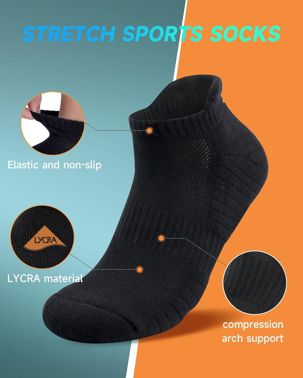 Thumbnail 4 de TANSTC Mens Running Socks Anti-Blister Cushioned Sports Socks (6 Pairs) – Breathable Low Cut Ankle Socks for Men & Women