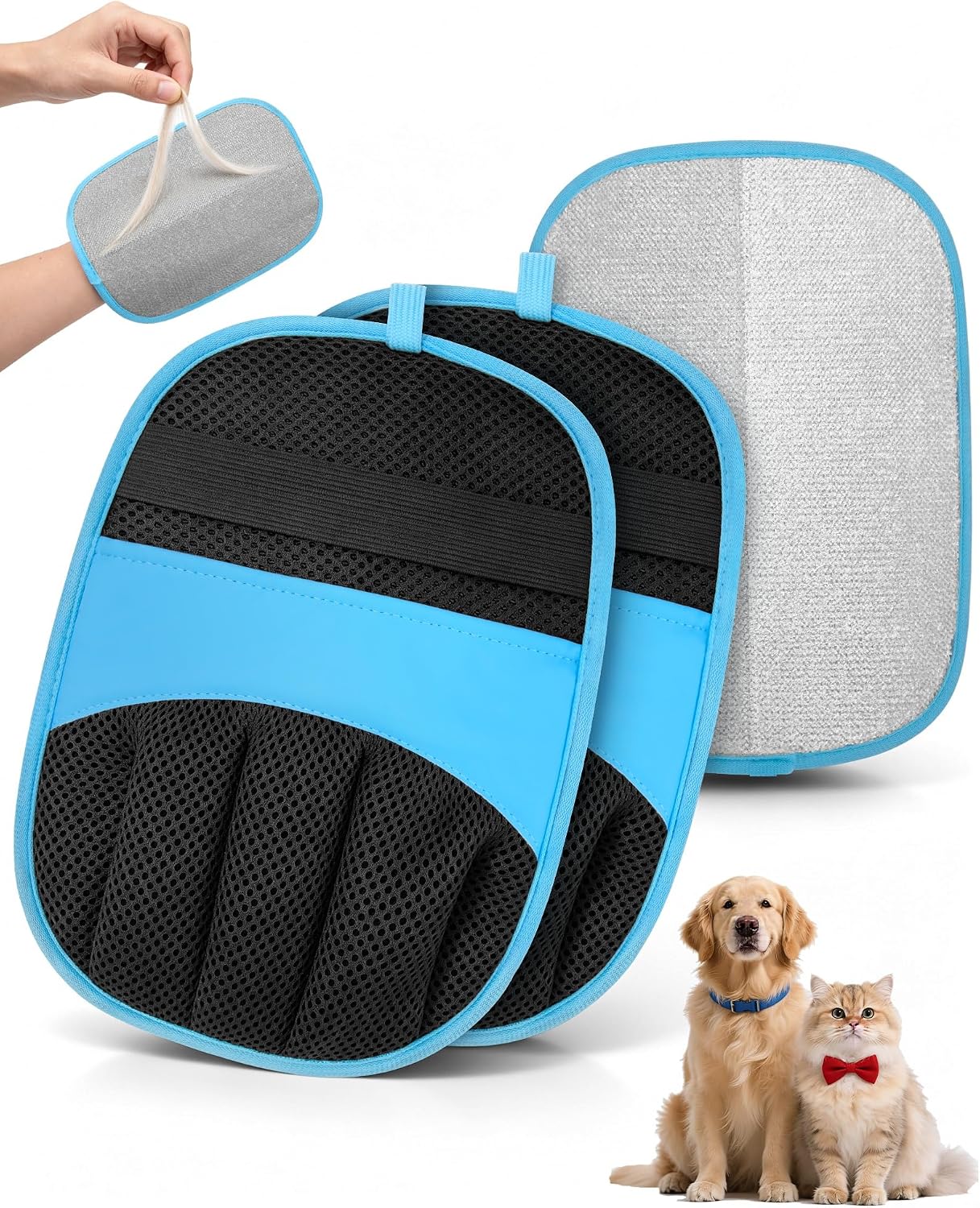 RZPTL Pet Hair Removal Glove: 2-Pack Five-Finger Electrostatic Grooming Mitts for Dogs and Cats