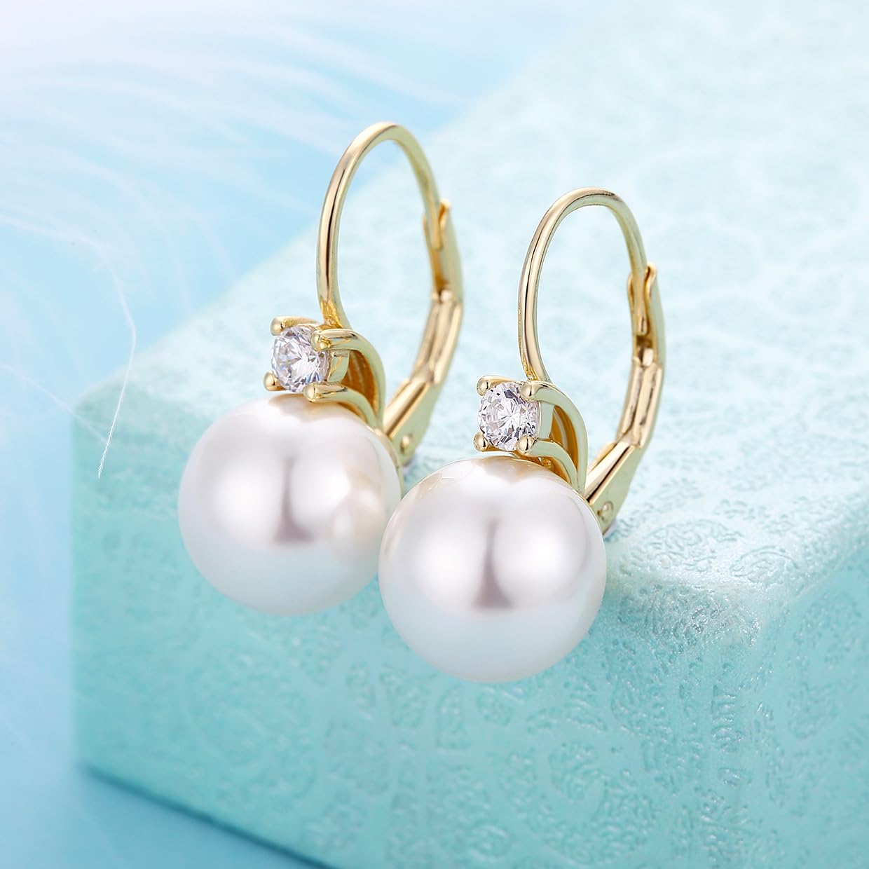 Thumbnail 6 de jiamiaoi 18Kt Weißgold plattiert Perlenohrringe – Silber 925, Tropfen-Perle 10 mm