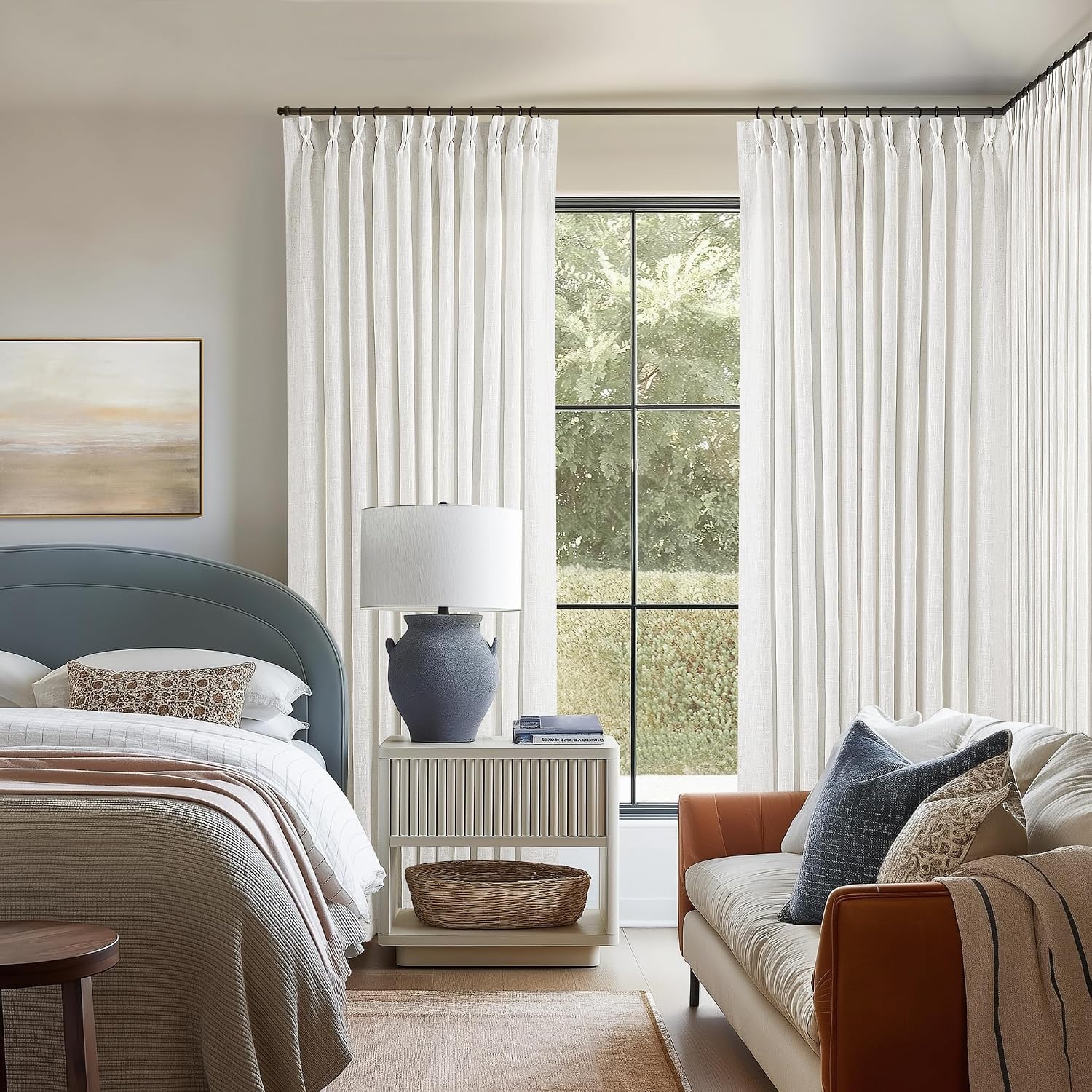 Thumbnail 4 de Extra Wide Linen Pleated Curtains 108x70 📐