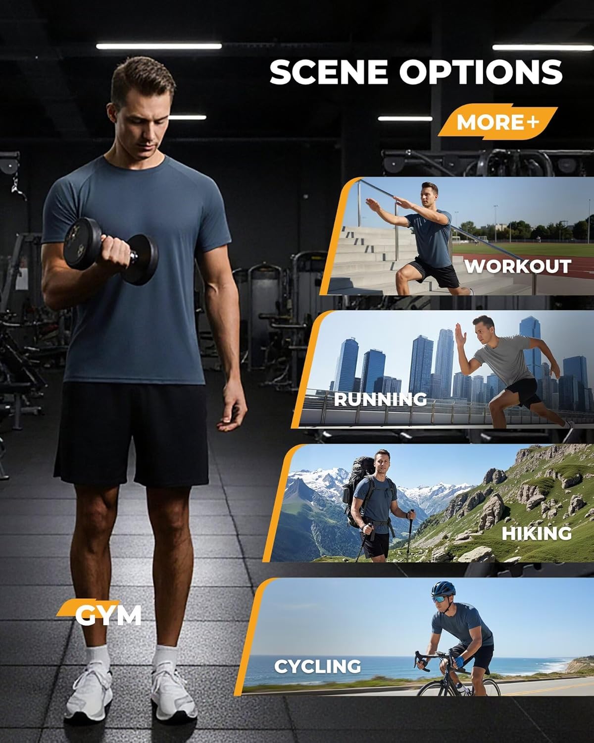 Thumbnail 3 de BOOJO Gym T Shirts Men UK Running Quick Dry Fit Top Short Sleeve Crew Neck