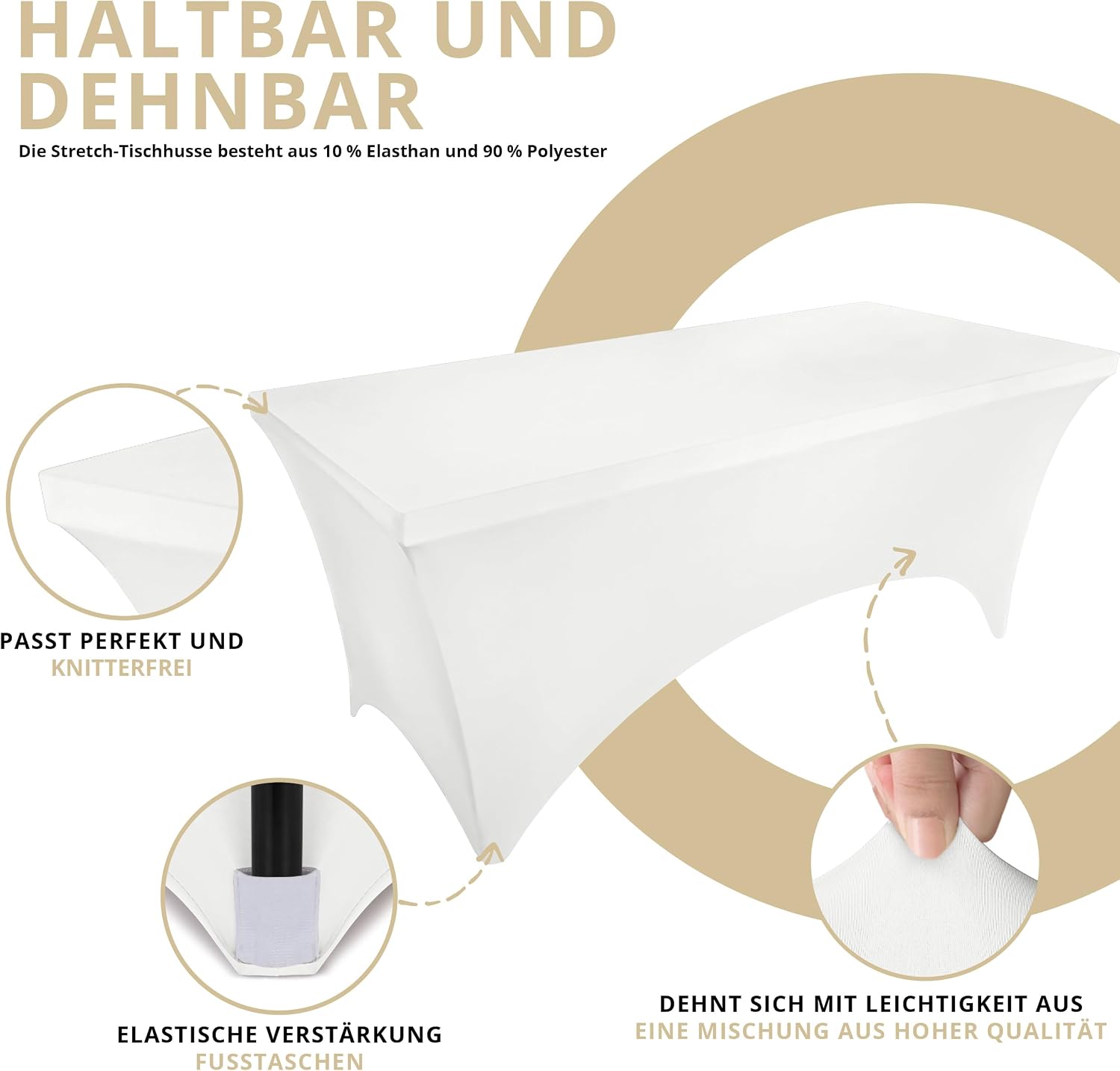 Detalle 2 de Utopia Kitchen Spandex Tischtuch 244x76x76 cm 2er Pack