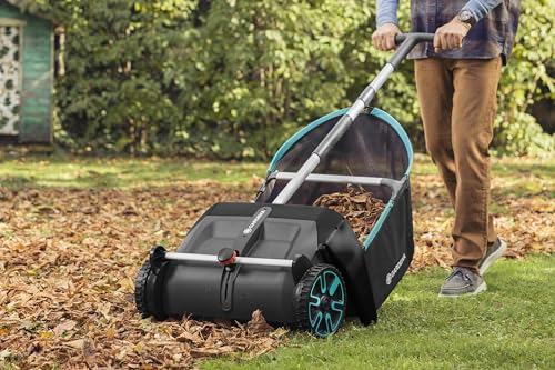 Detalle de Gardena Laub- und Rasensammler 3565-20: Kehrmaschine für den Garten mit entnehmbarem Fangsack