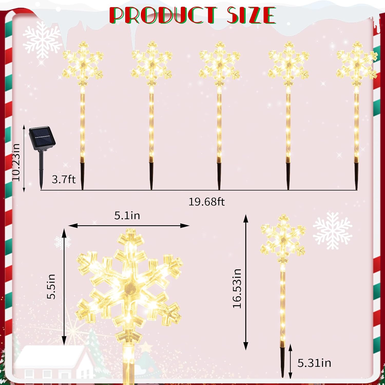 Detalle 2 de BRIGHTDECK Solar Snowflake Pathway Lights, 20-Pack