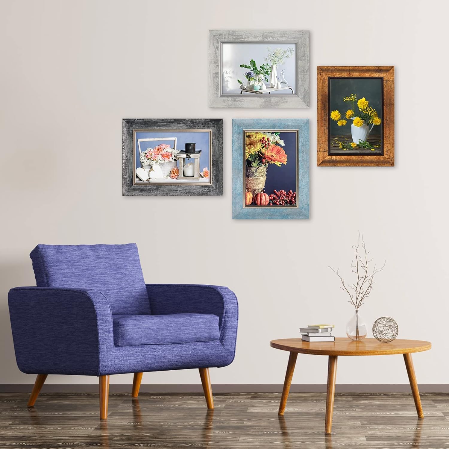 Detalle de XUANLUO 8x10 Picture Frames Set of 4 – Rustic Retro 25.4x20.3cm with HD Plastic Cover