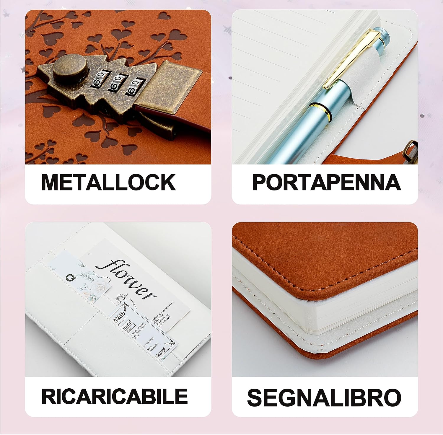 Thumbnail 3 de HwxBen Diario Segreto A5 Marrone con Lucchetto – 224 pagine, carta crema 100 g/m², password reset