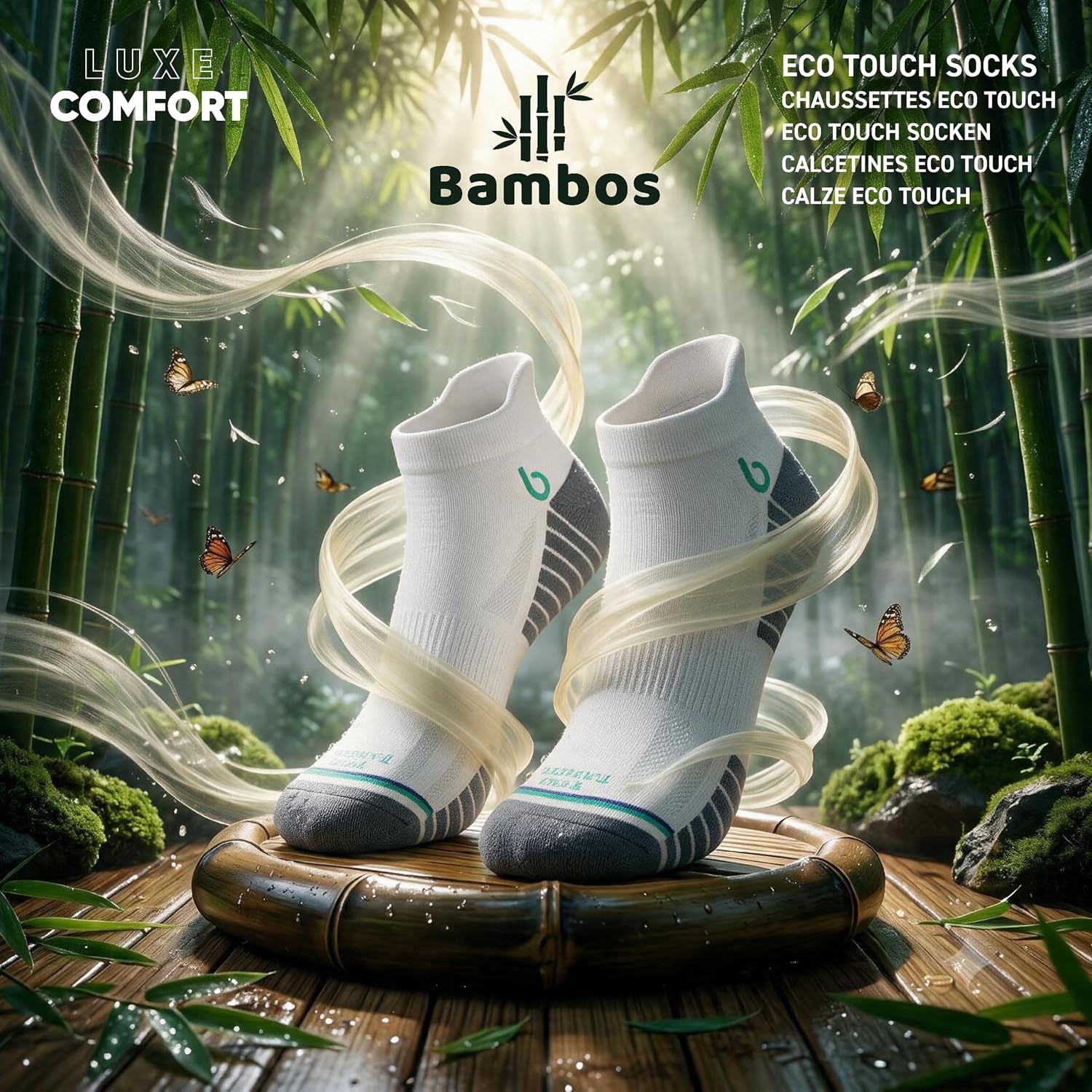 Detalle de BAMBOS bamboesokken voor sport en hardlopen, laag model met mesh