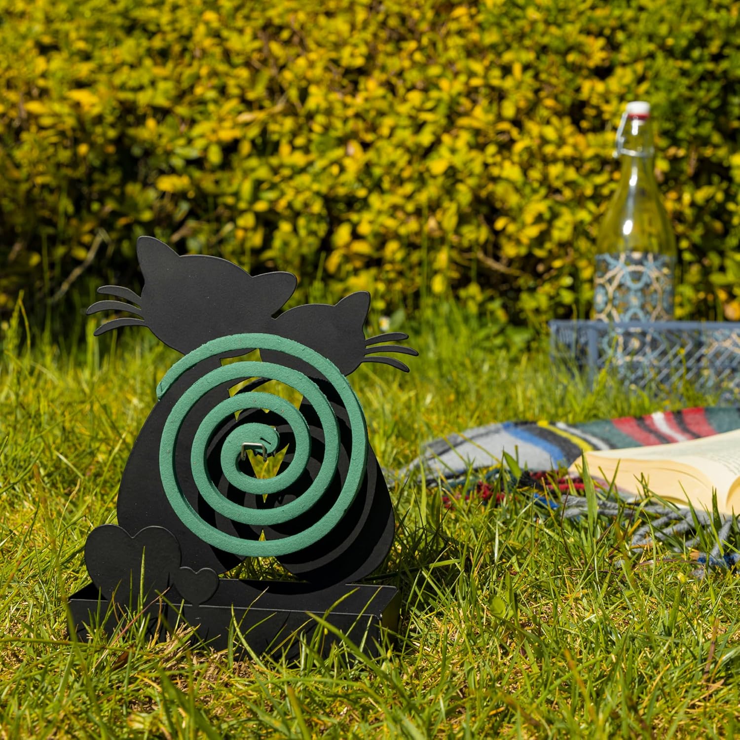 Detalle 2 de Baroni Home Support Spirale Anti-Moustiques – Porte-Encens et Porte-Plante en Métal, 16x5x18 cm, Noir