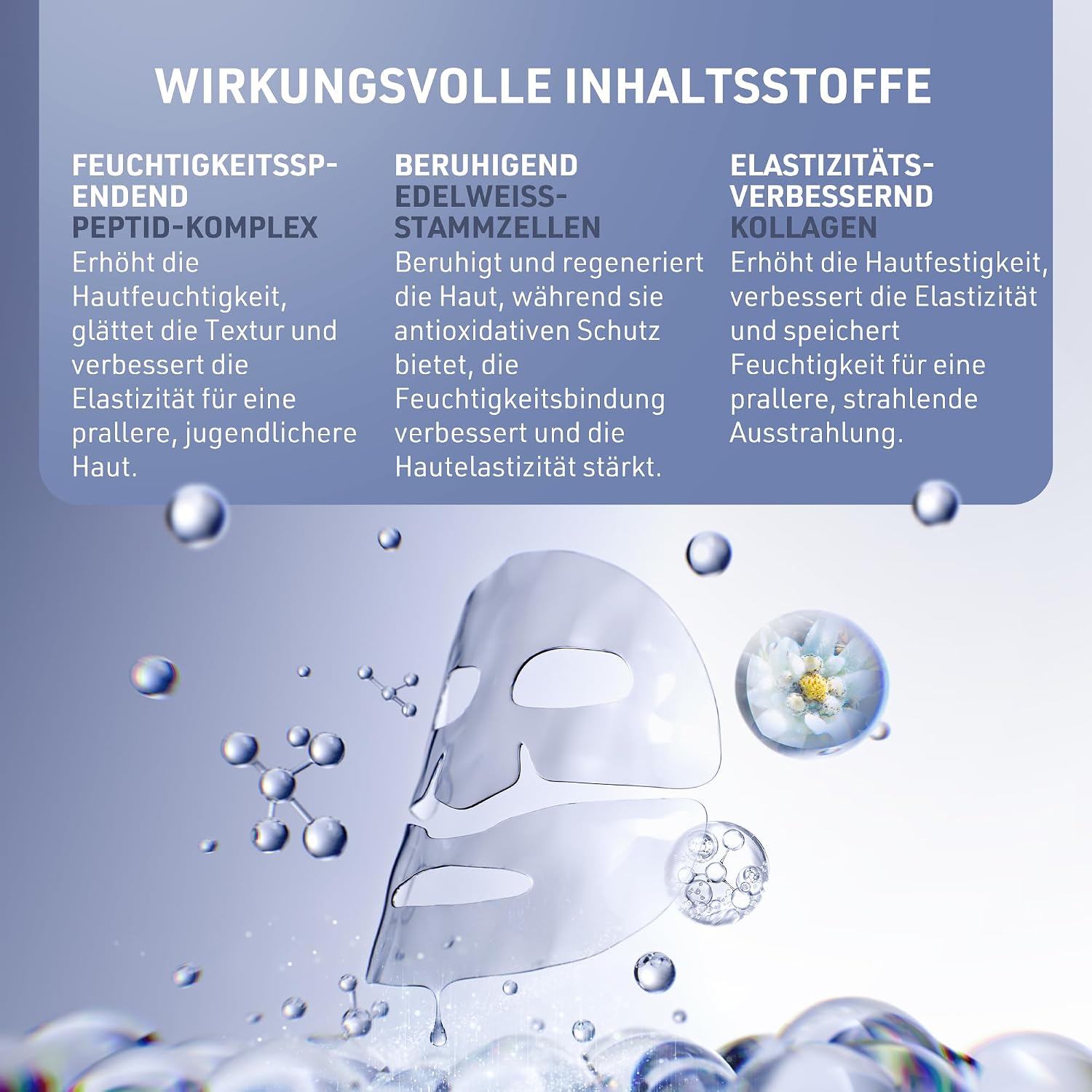 Detalle de FAQ Glass Skin Kollagen Maske – Straffende Gel-Maske mit Feuchtigkeit, Porenverfeinerung und LED-Kompatibilität