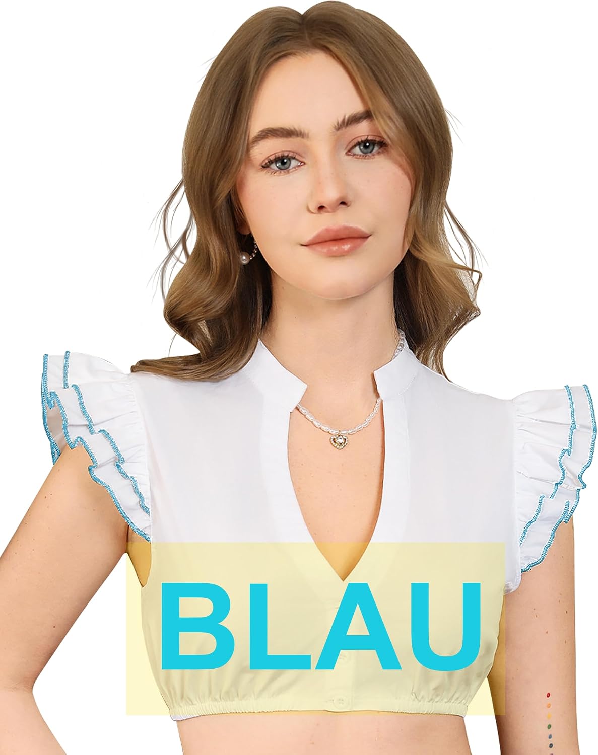Thumbnail 1 de Funspread Dirndl Bluse Damen Weiß – kurze Dirndlbluse mit V-Ausschnitt