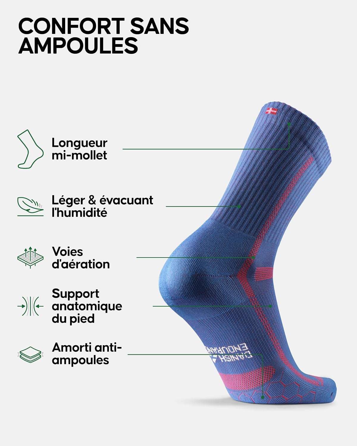 Detalle 2 de DANISH ENDURANCE Chaussettes Hautes Running
