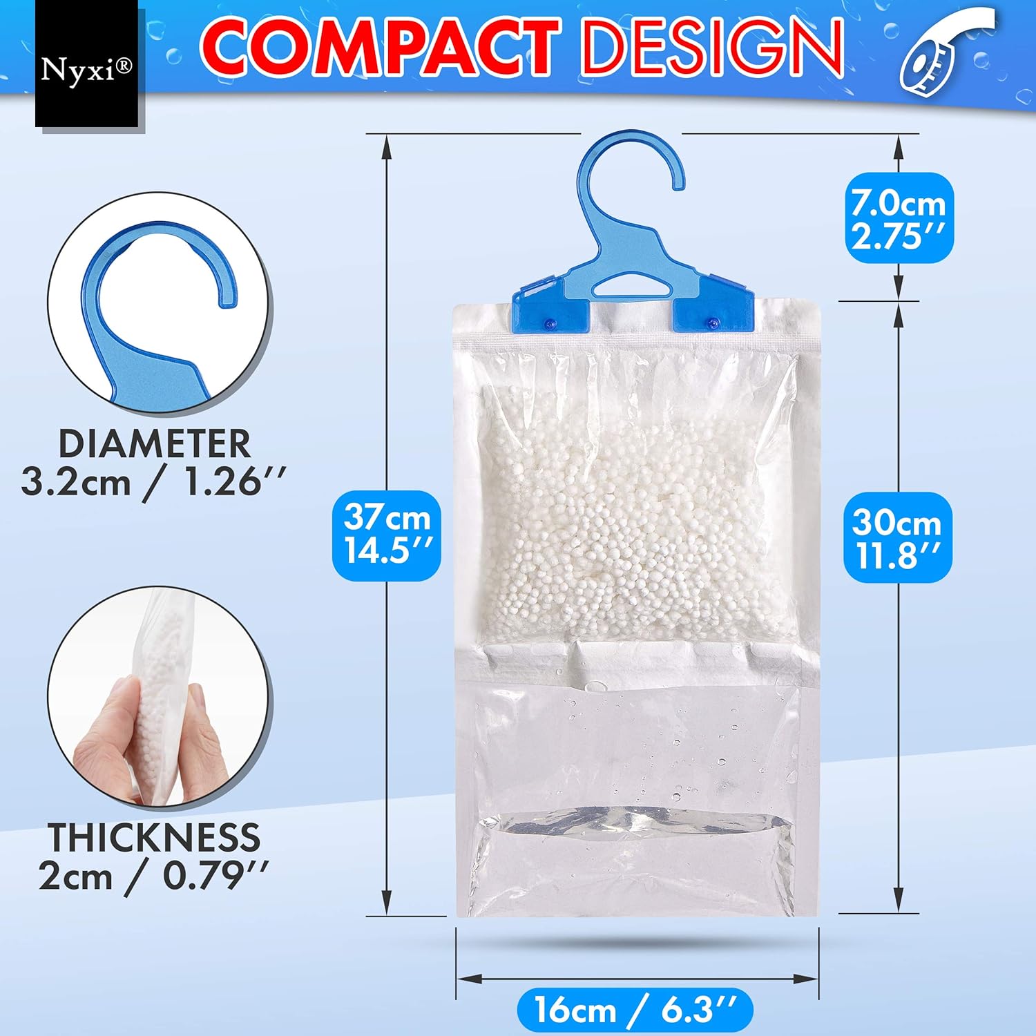 Detalle de Nyxi 12-Pack Hanging Interior Wardrobe Dehumidifier (230g Each)