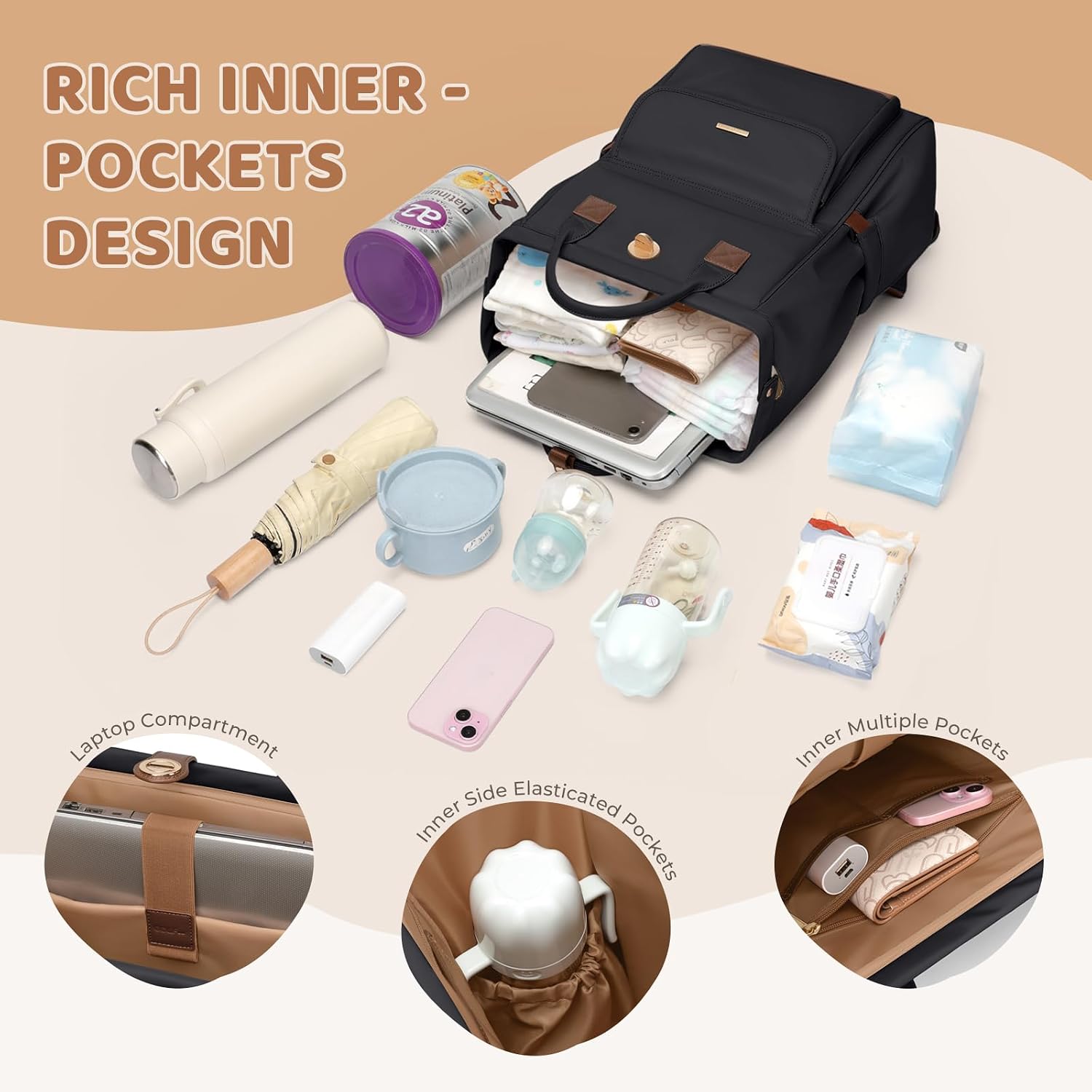 Thumbnail 2 de GOLF QUALITY Diaper Bag Backpack: Multi-Function, Water-Resistant & Large-Capacity for Modern Mum