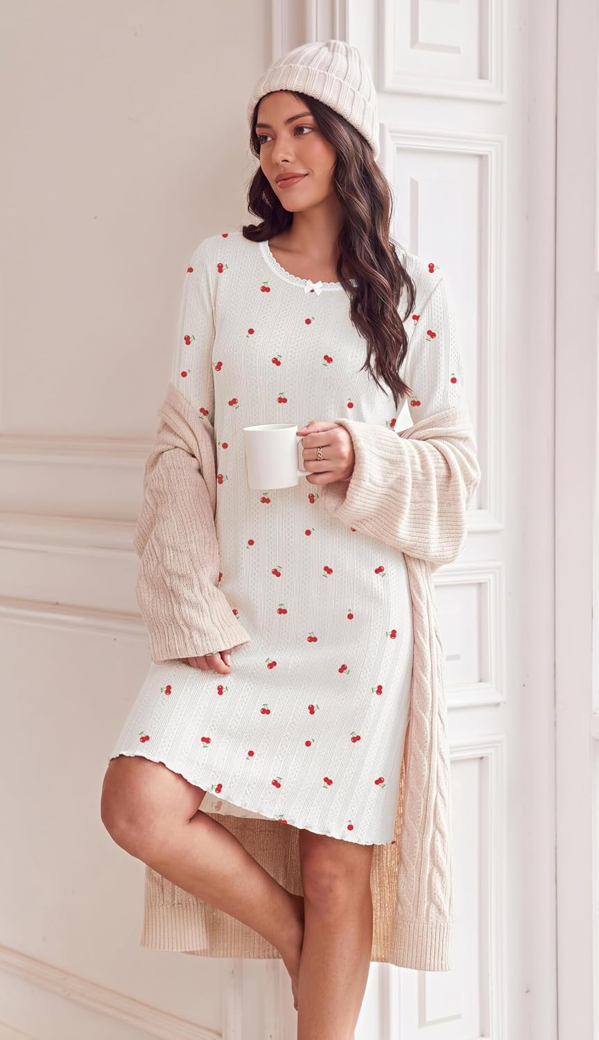 Detalle de Ekouaer Women's Nightgown 96% Polyester