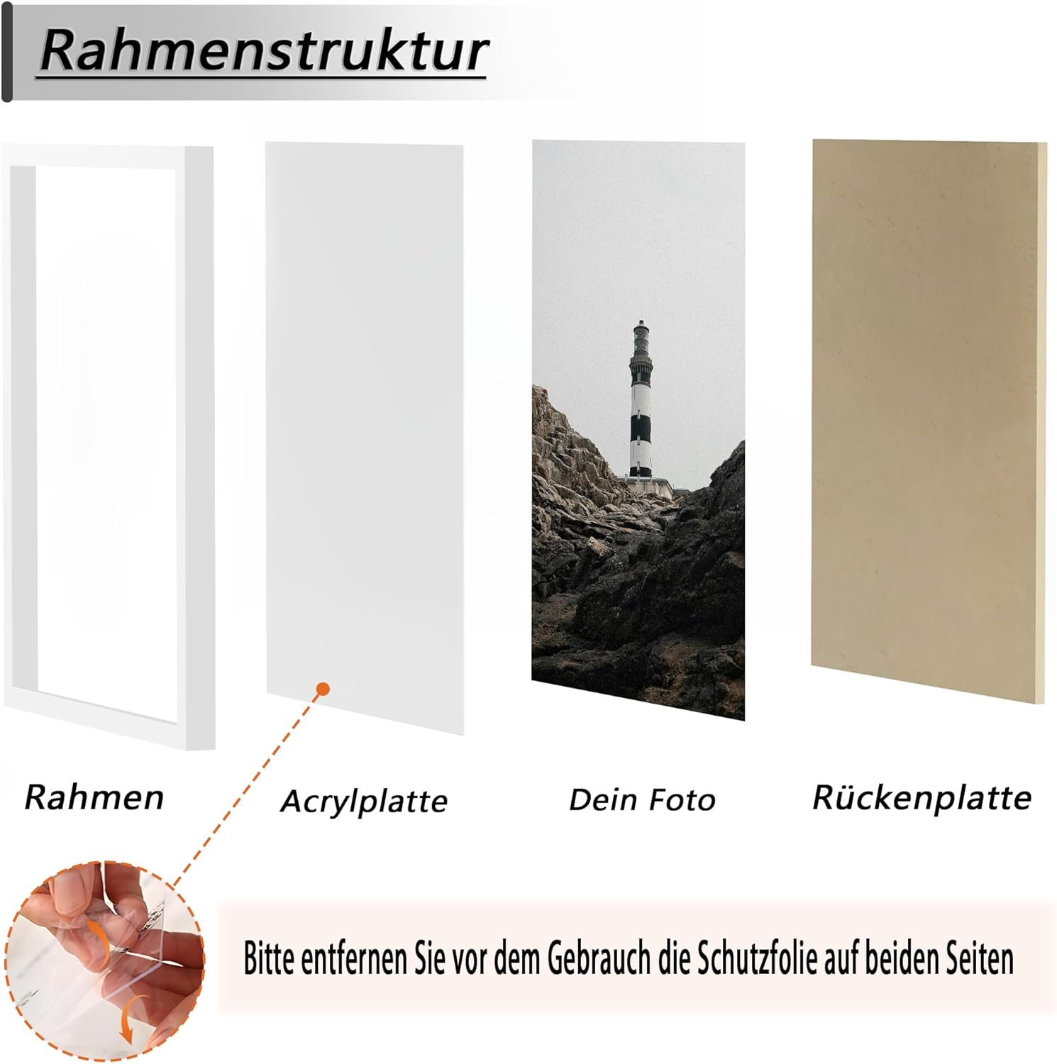 Thumbnail 2 de Tinkeps 3er-Pack A1 Bilderrahmen (59,4 x 84,1 cm) Schwarz – Holzwerkstoff mit Plexiglas