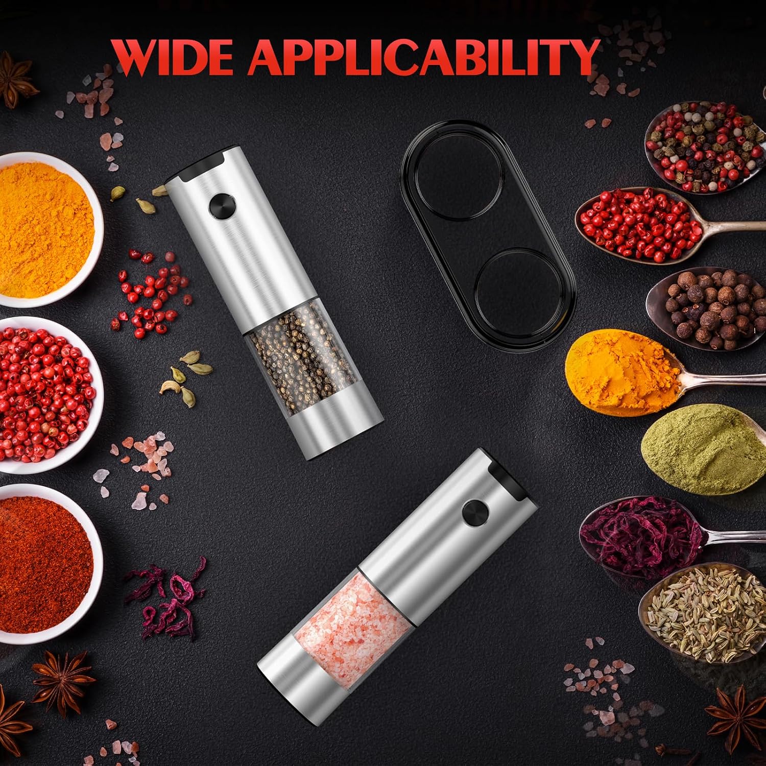 Detalle 1 de Electric Salt and Pepper Grinder, Stainless Steel