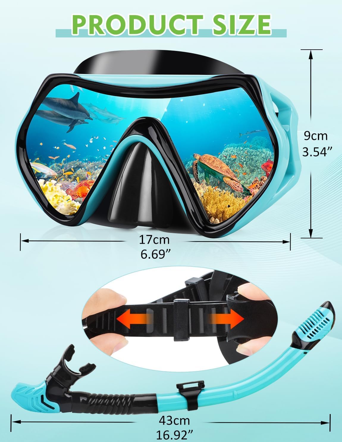 Thumbnail 6 de Hydomi Adult Snorkel Set – Leak-proof mask with anti-fog tempered glass and dry-top snorkel