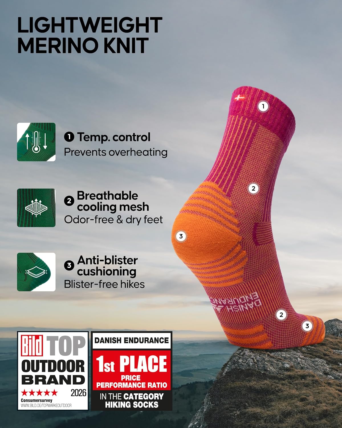 Detalle 2 de Danish Endurance hiking socks 3 or 5 pack