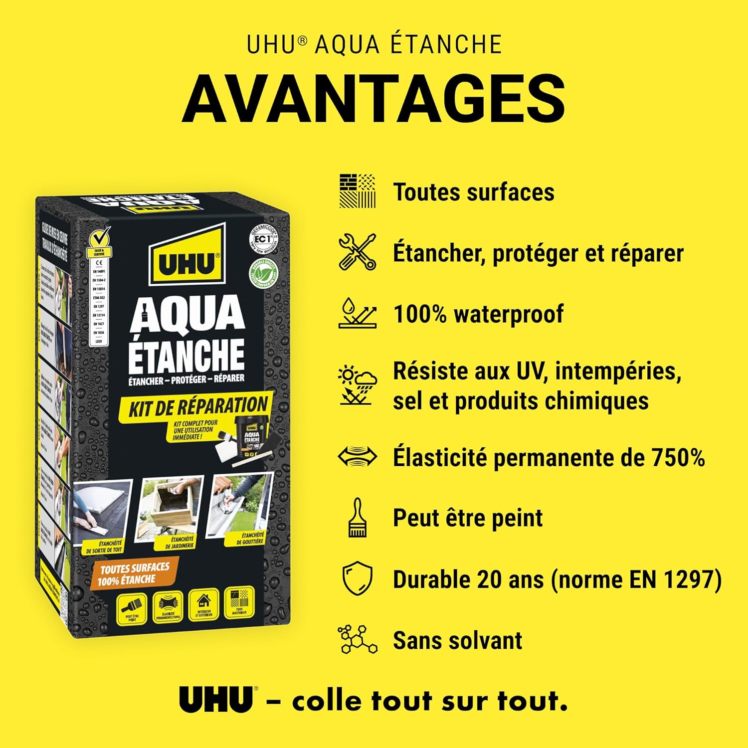 Thumbnail 1 de UHU Aqua Etanche – Kit de Réparation Complet avec Enduit d'Étanchéité (750 ml)