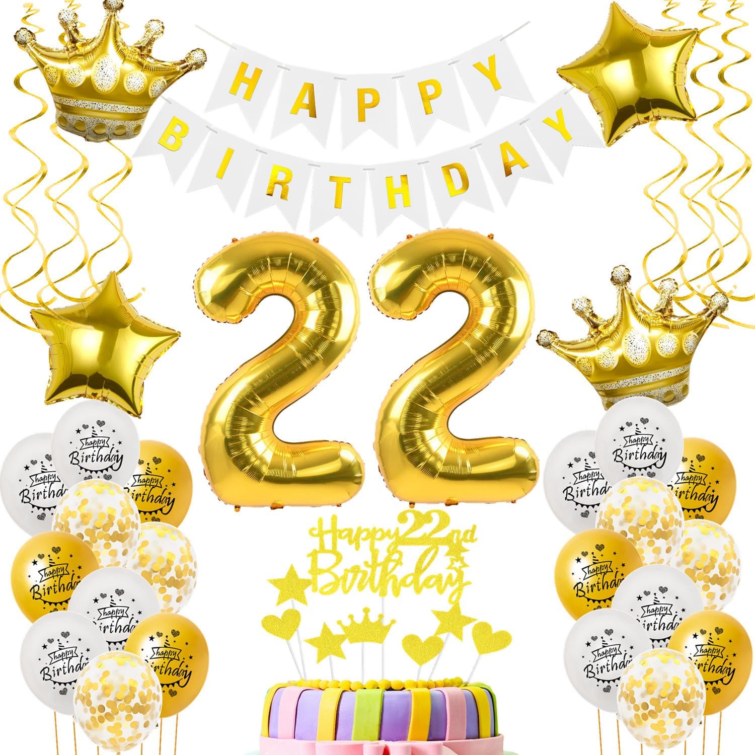 Thumbnail 6 de Luftballons 19. Geburtstag Weiß Gold 32" 🎈