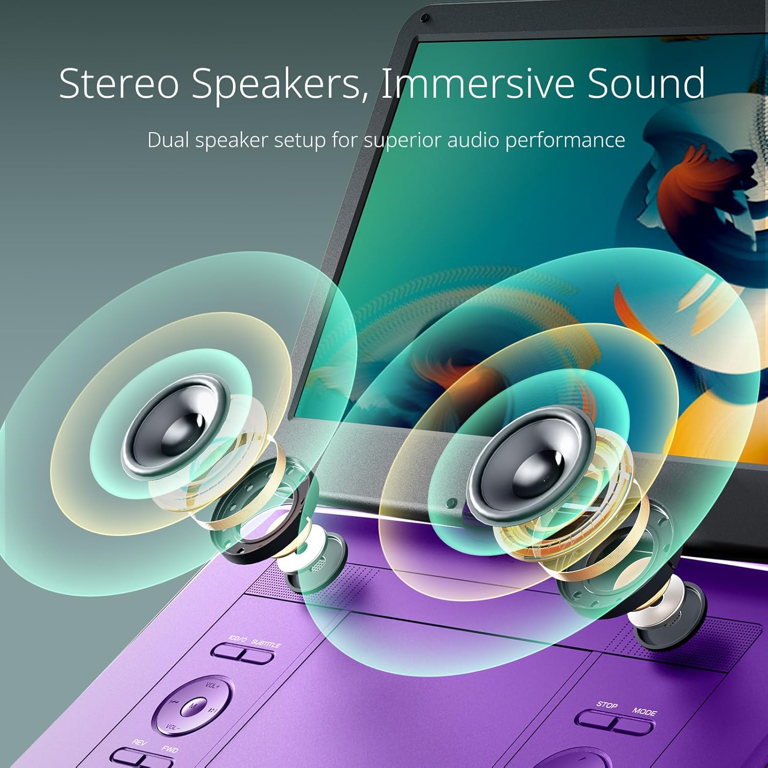 Thumbnail 3 de Yoton 17.5" Portable DVD Player with 15.6" HD Swivel Screen (Purple) – Rechargeable Battery, USB/SD/AV Support