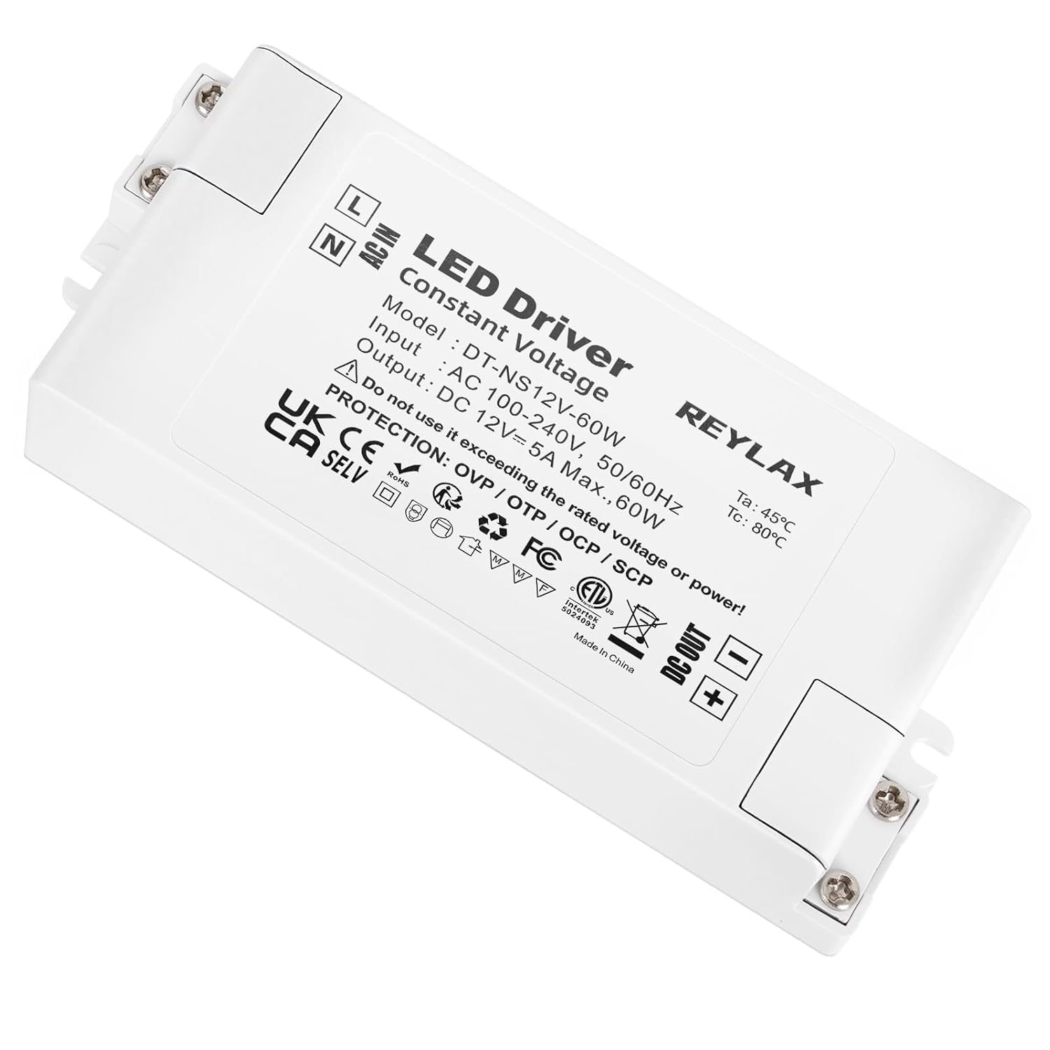 Detalle de REYLAX 12V 60W 5A LED Driver (240V AC to 12V DC) constant voltage power supply