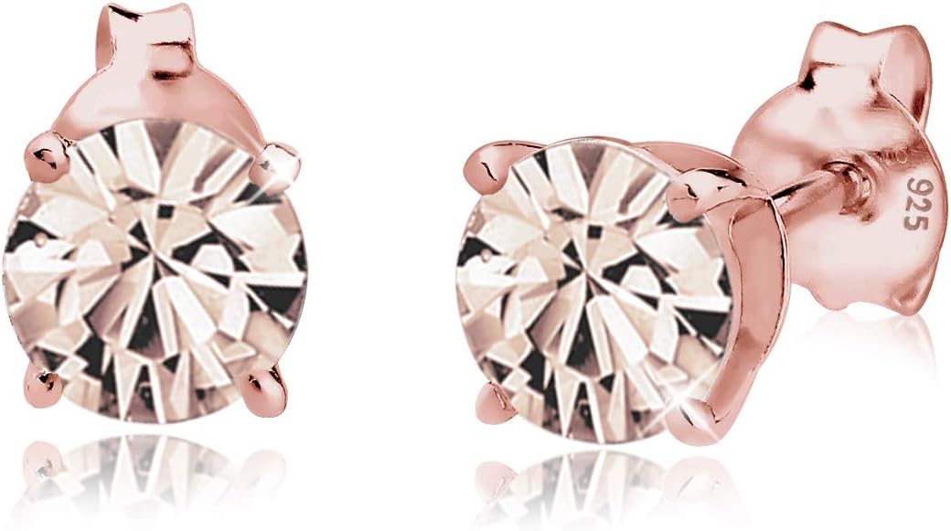 Detalle de Elli Ohrringe Damen Ohrstecker Basic mit Kristallen aus 925 Sterling Silber, rosévergoldet