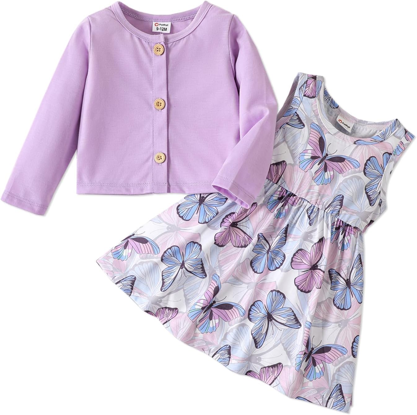 Detalle de PATPAT Baby Girls Dress and Cardigan Set 2 PCS