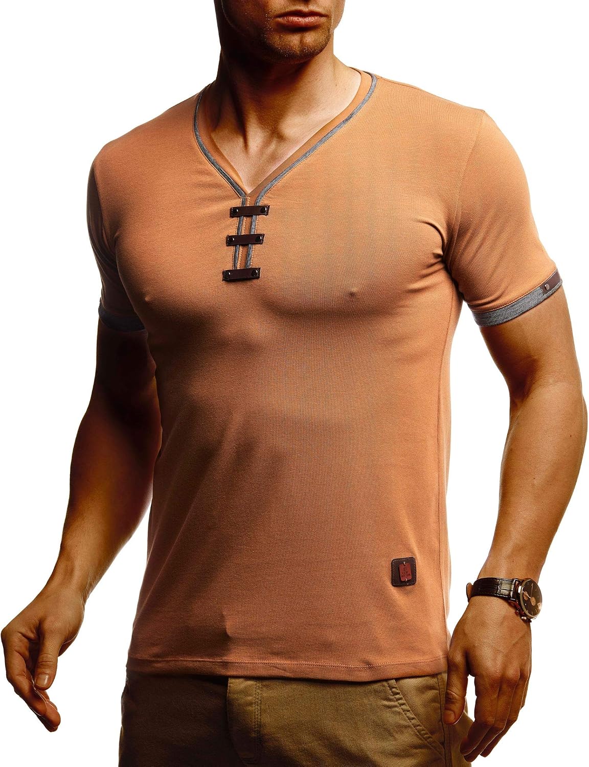 Detalle de Leif Nelson LN4890N T-shirt col en V blanc
