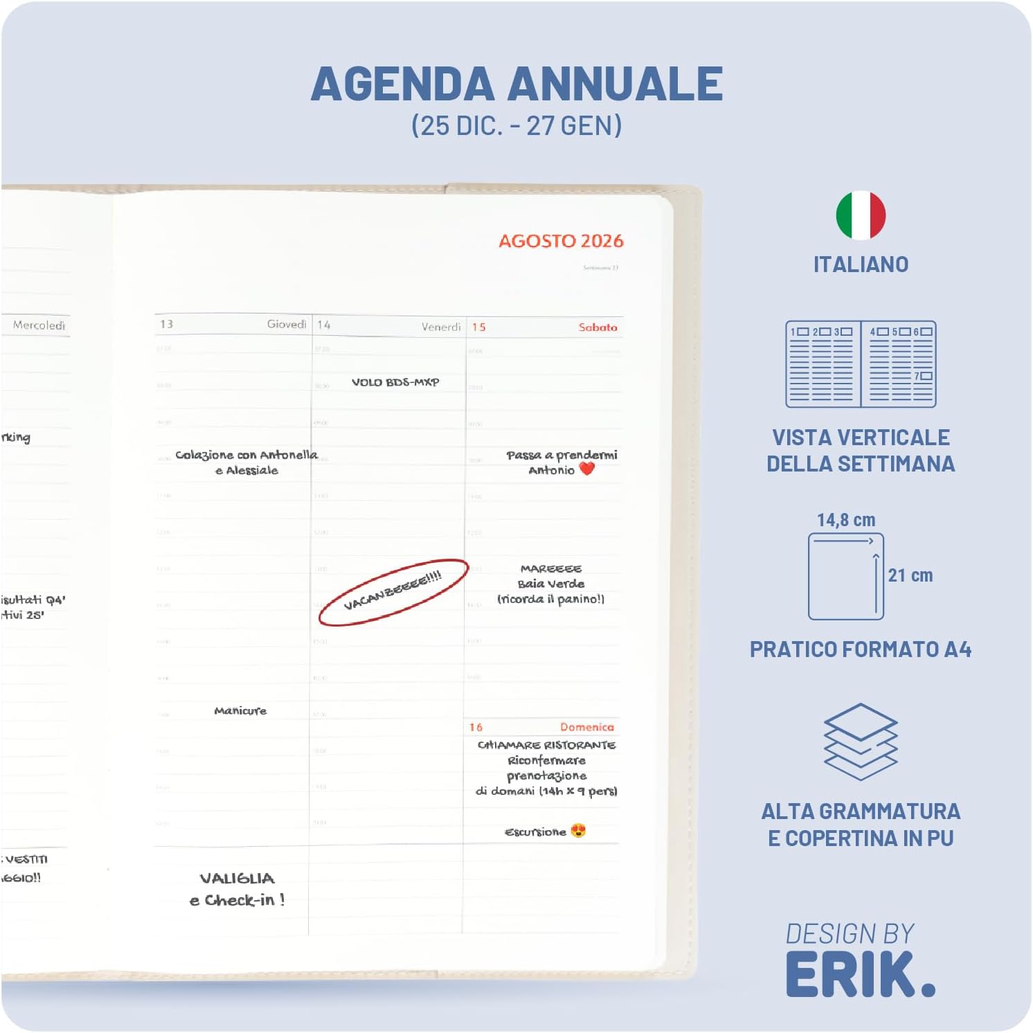 Thumbnail 1 de Grupo Erik Agenda Settimanale 2026 A4 Verticale 📒