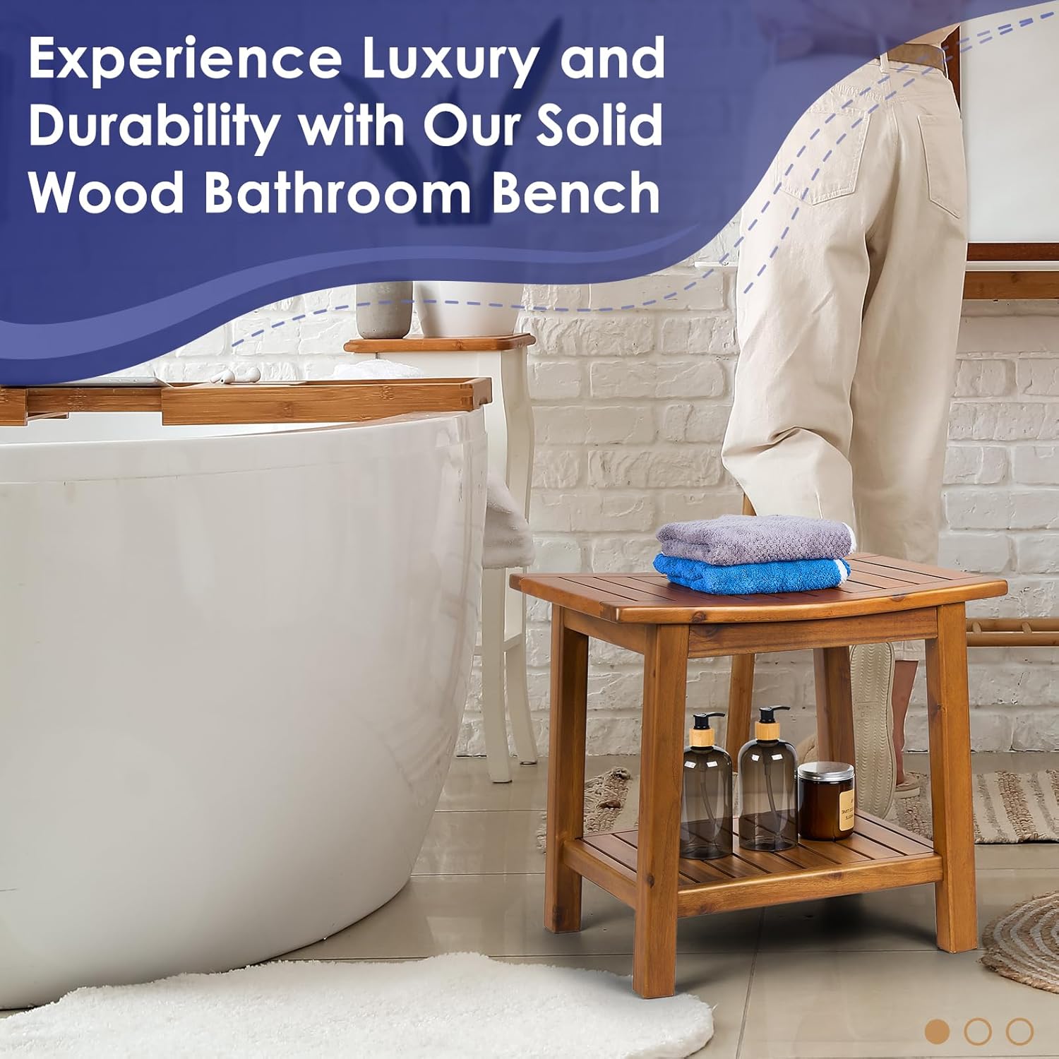 Thumbnail 1 de Upolana Teak Shower Bench, 20"