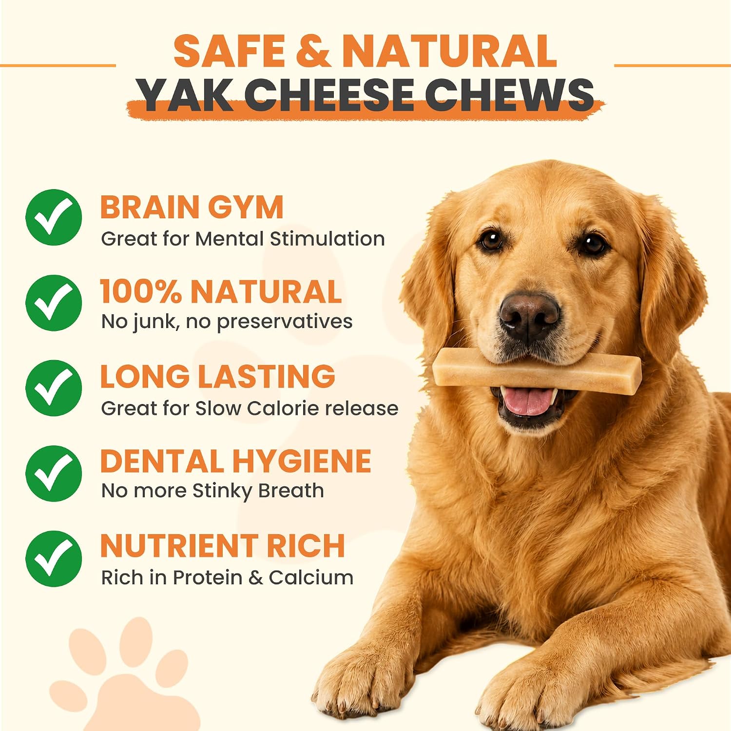 Detalle 2 de The Safe Dog Chew Company Large Himalayan Yak Cheese Chews, 4-Count