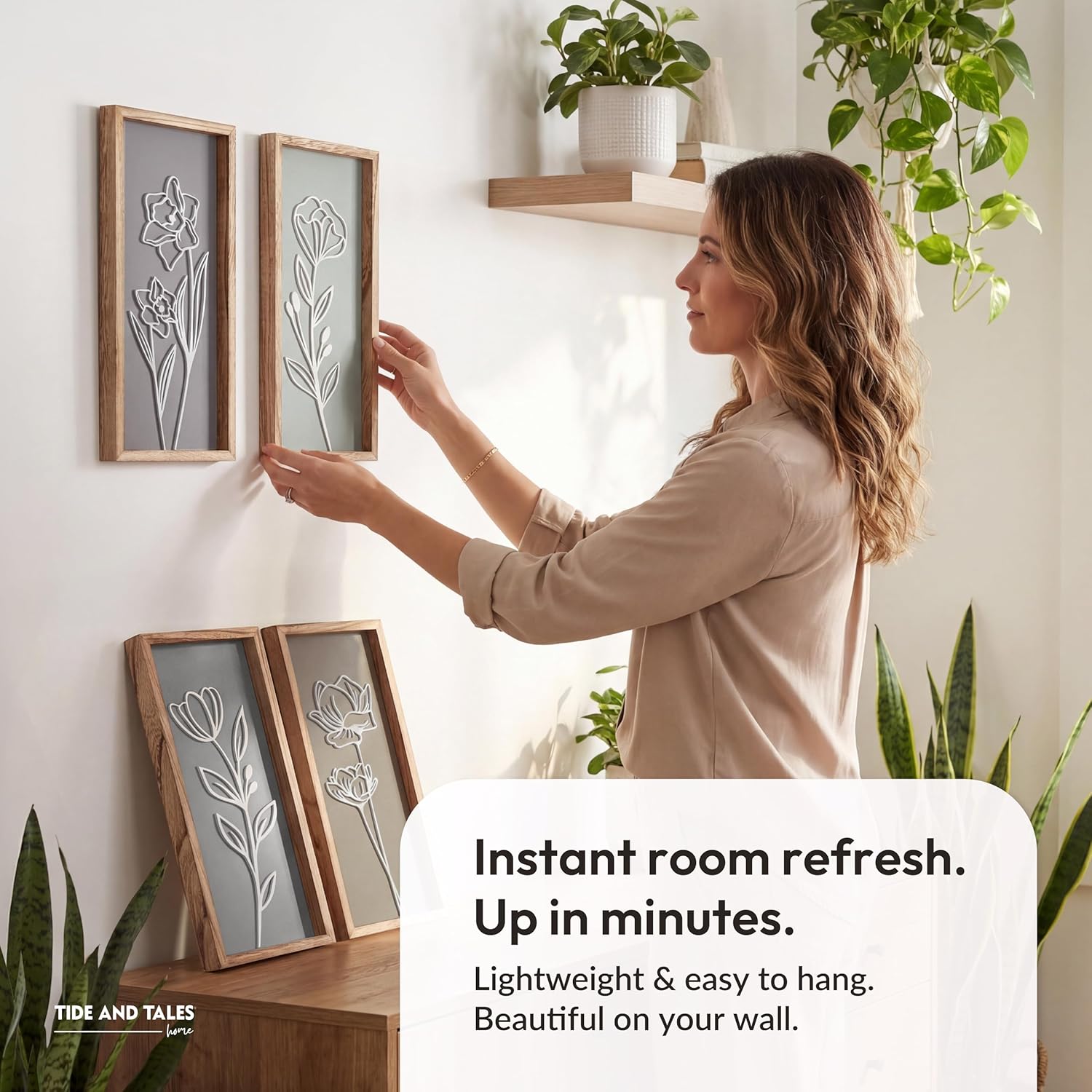 Thumbnail 1 de 3D Wooden Floral Wall Art Set of 4 🖼