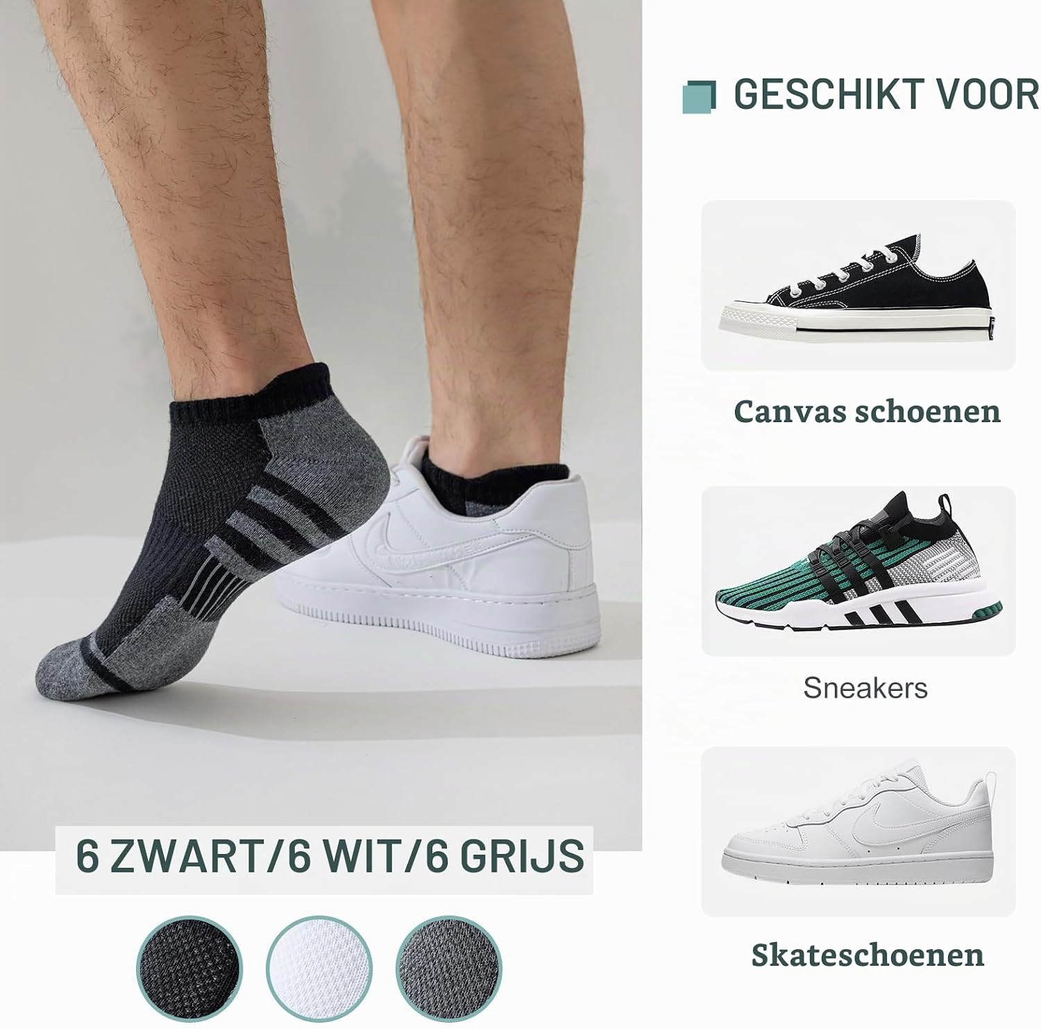 Thumbnail 6 de Stoeury enkelsokken voor heren en dames, 6 paar katoenen sportsokken