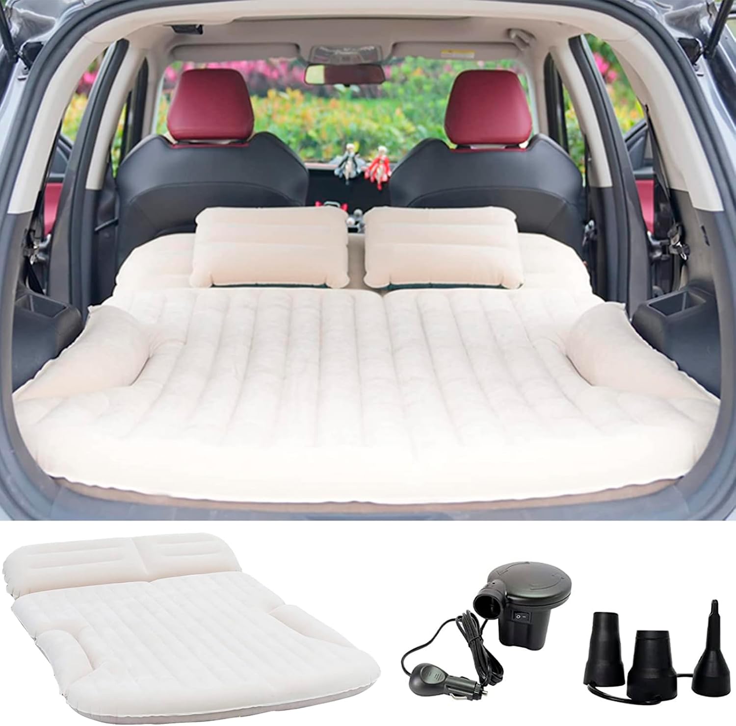 Detalle de KMZ KMZL001 SUV Air Mattress, Double-Sided Flocking, Pump and 2 Pillows
