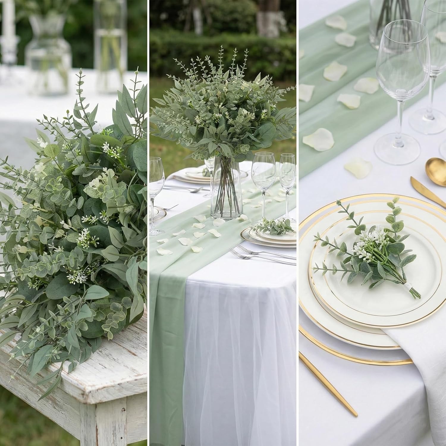 Detalle de Lovemoon 130 Pcs Artificial Eucalyptus Stems Bulk – 5 Styles for DIY Bouquets & Decor