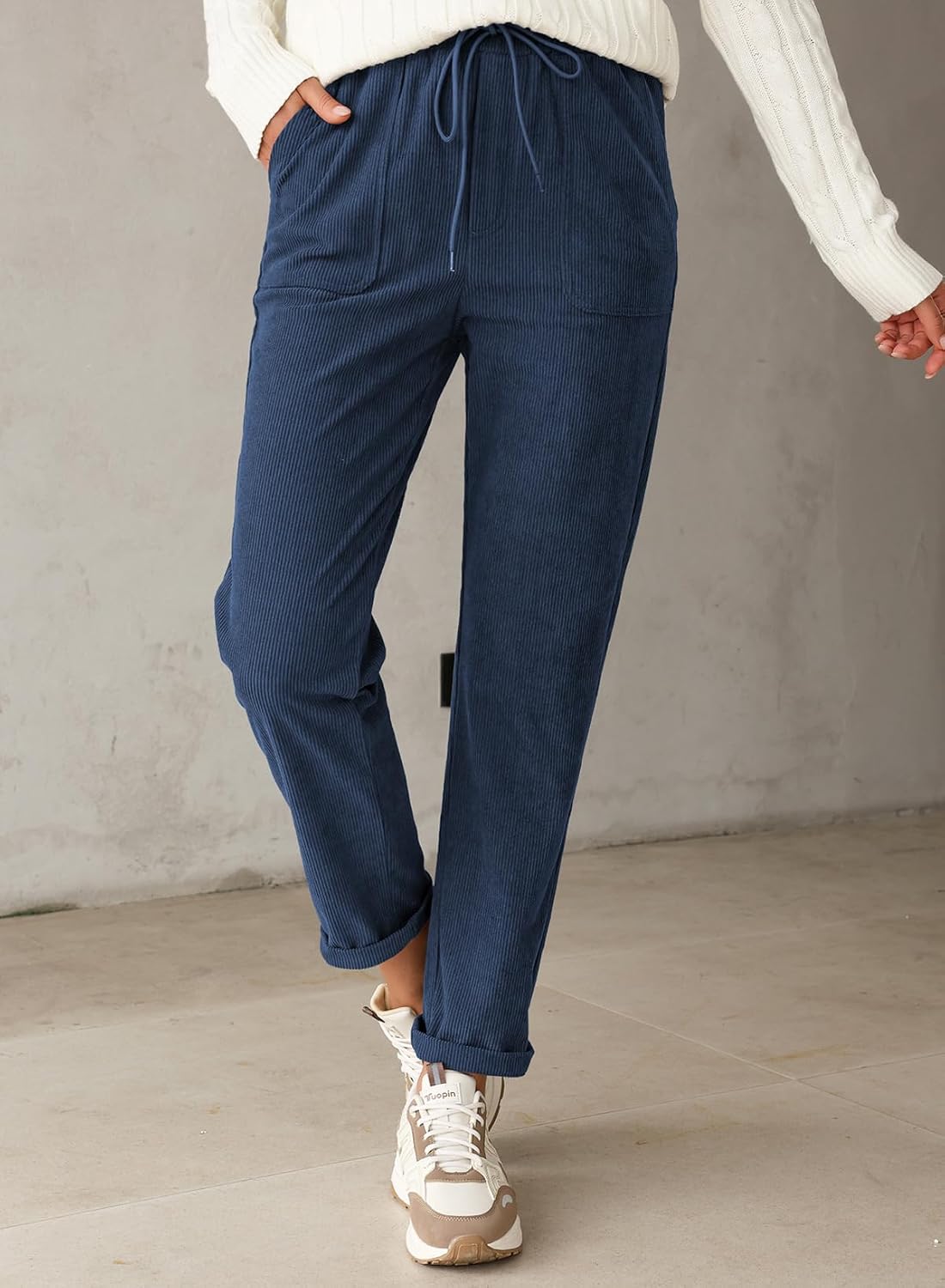Thumbnail 5 de EVALESS Corduroy Pants High Waist Drawstring Pants